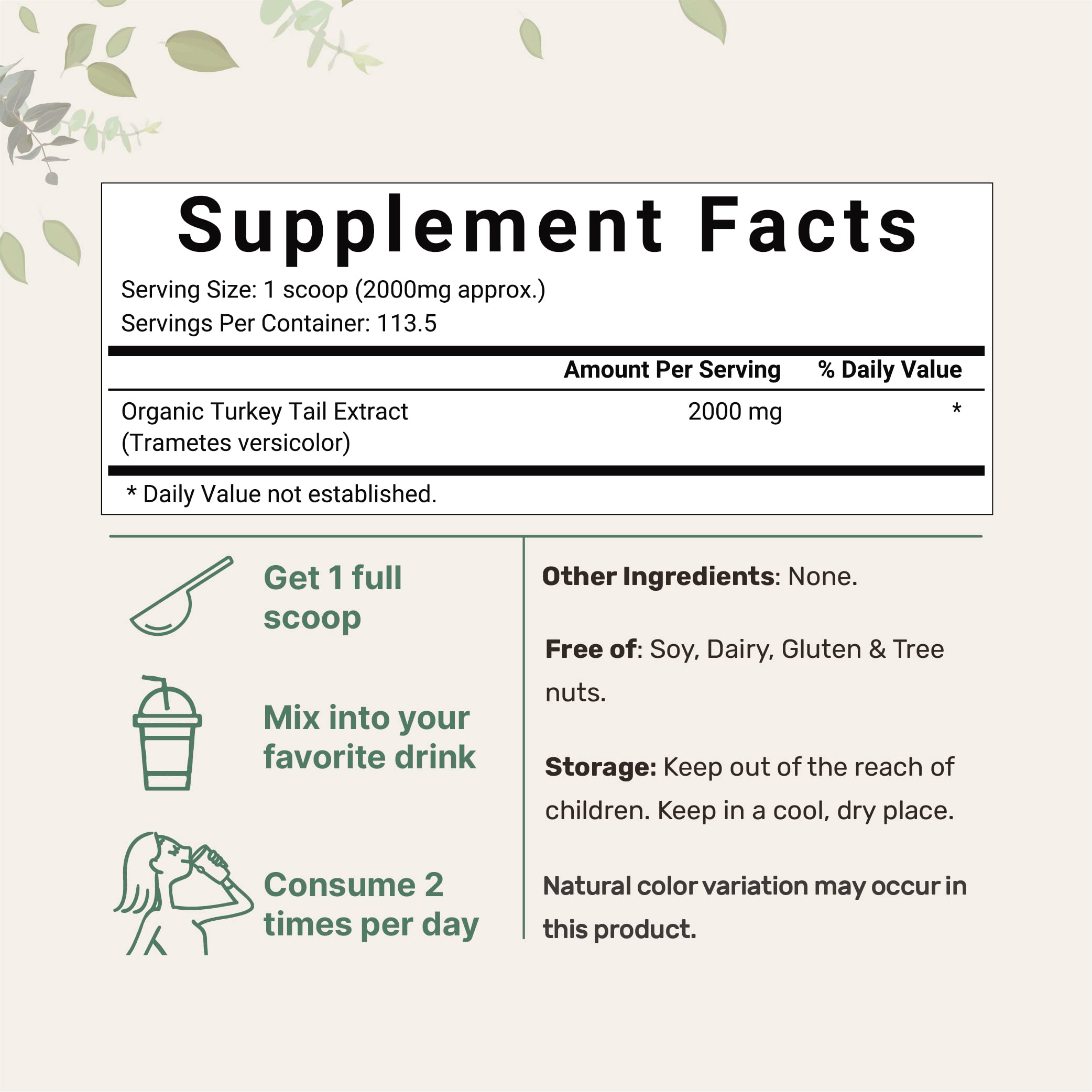 Organic Turkey Tail Mushroom Powder (50:1 Extract), 8 Ounce | Sustainably US Grown Micro Ingredients buy supplements canada