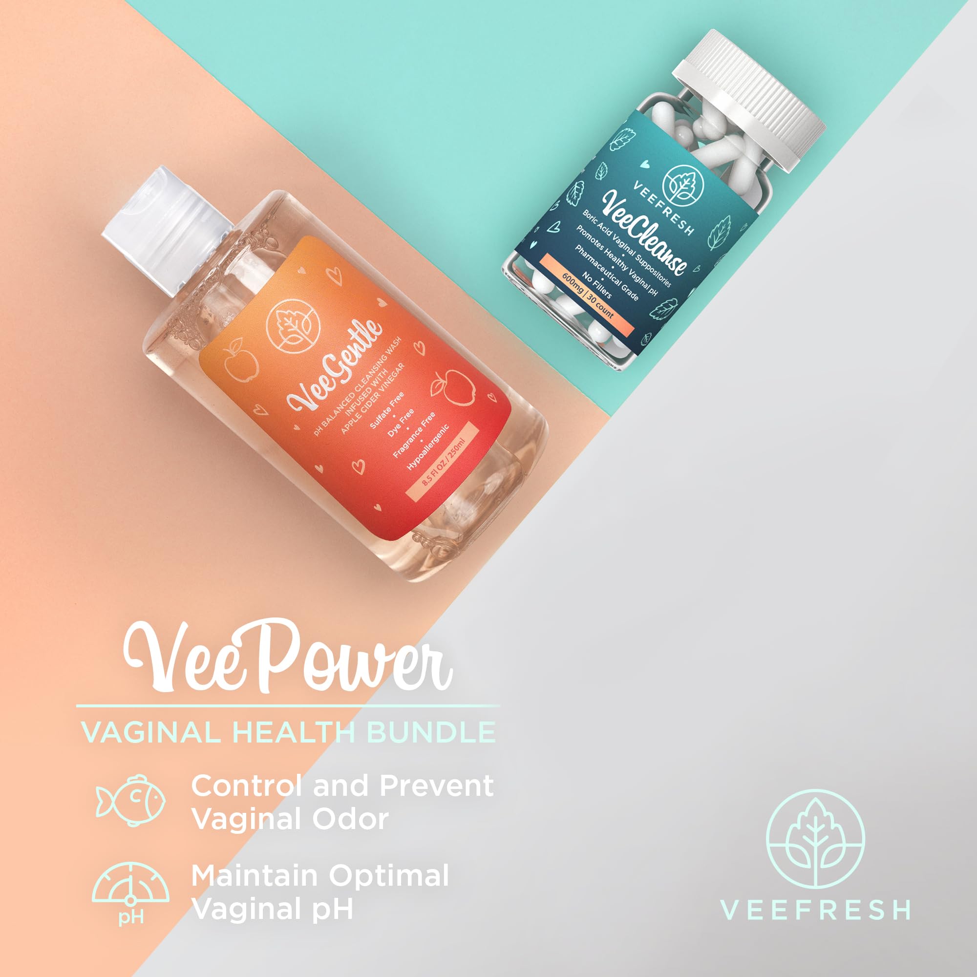 VeePower Lite - Vaginal Health Bundle - Control and Prevent Vaginal Odor - Includes VeeGentle VeeFresh buy supplements canada