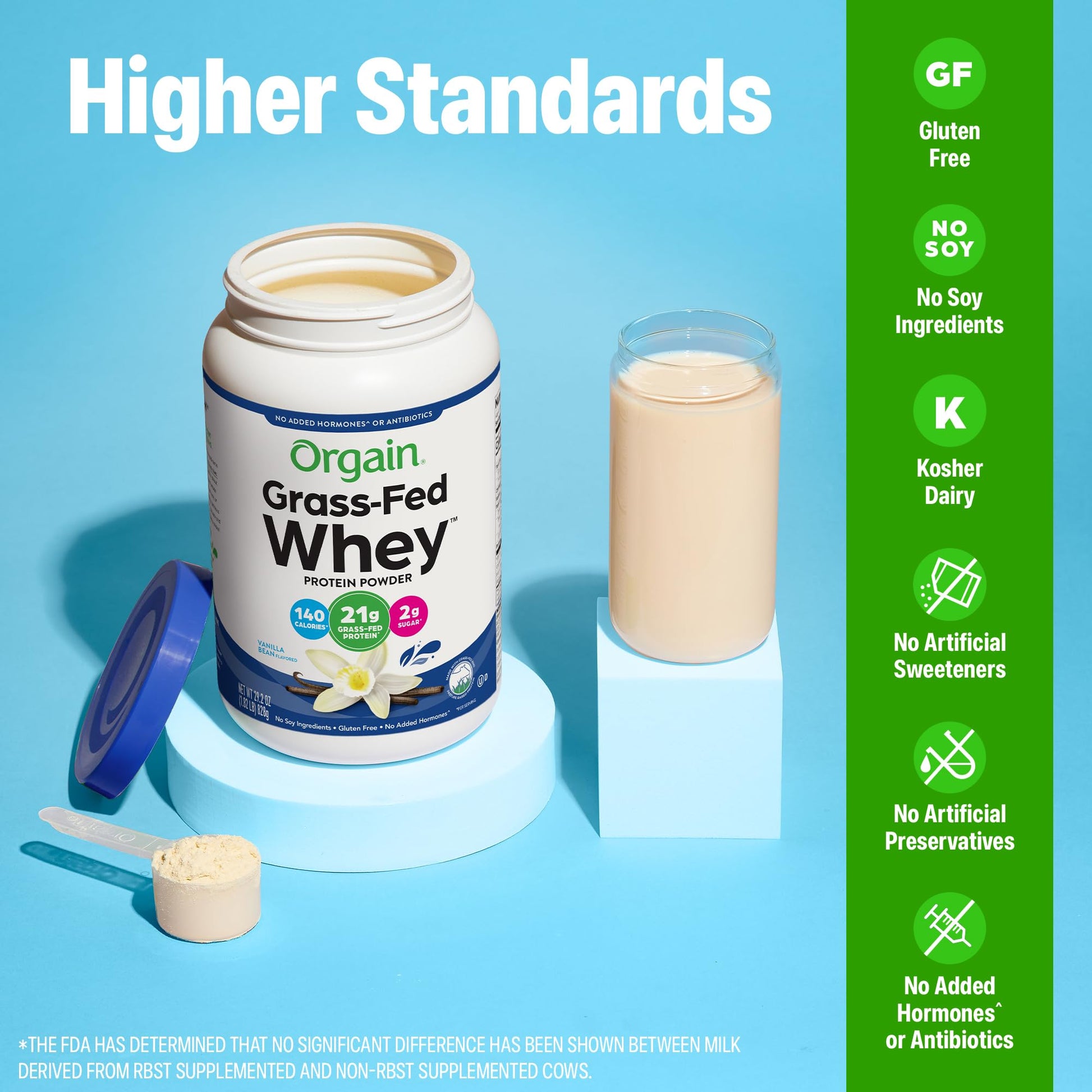 Orgain Whey Protein Powder, Vanilla Bean, 21g Grass Fed Dairy Protein, 5g BCAAs, 3g Prebiotic Fiber, 2g Sugar, No Added Hormones, Gluten Free, Kosher, for Shakes & Smoothies, 1.82 lb Orgain buy supplements canada