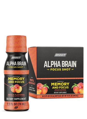 ONNIT Alpha Brain Focus Shot, Peach Flavor, Nootropic Dietary Supplement Drink That Supports Energy, Focus, and Mood, IGEN™ Non-GMO Tested, 2.5 fl oz, 6 Count ONNIT buy supplements canada