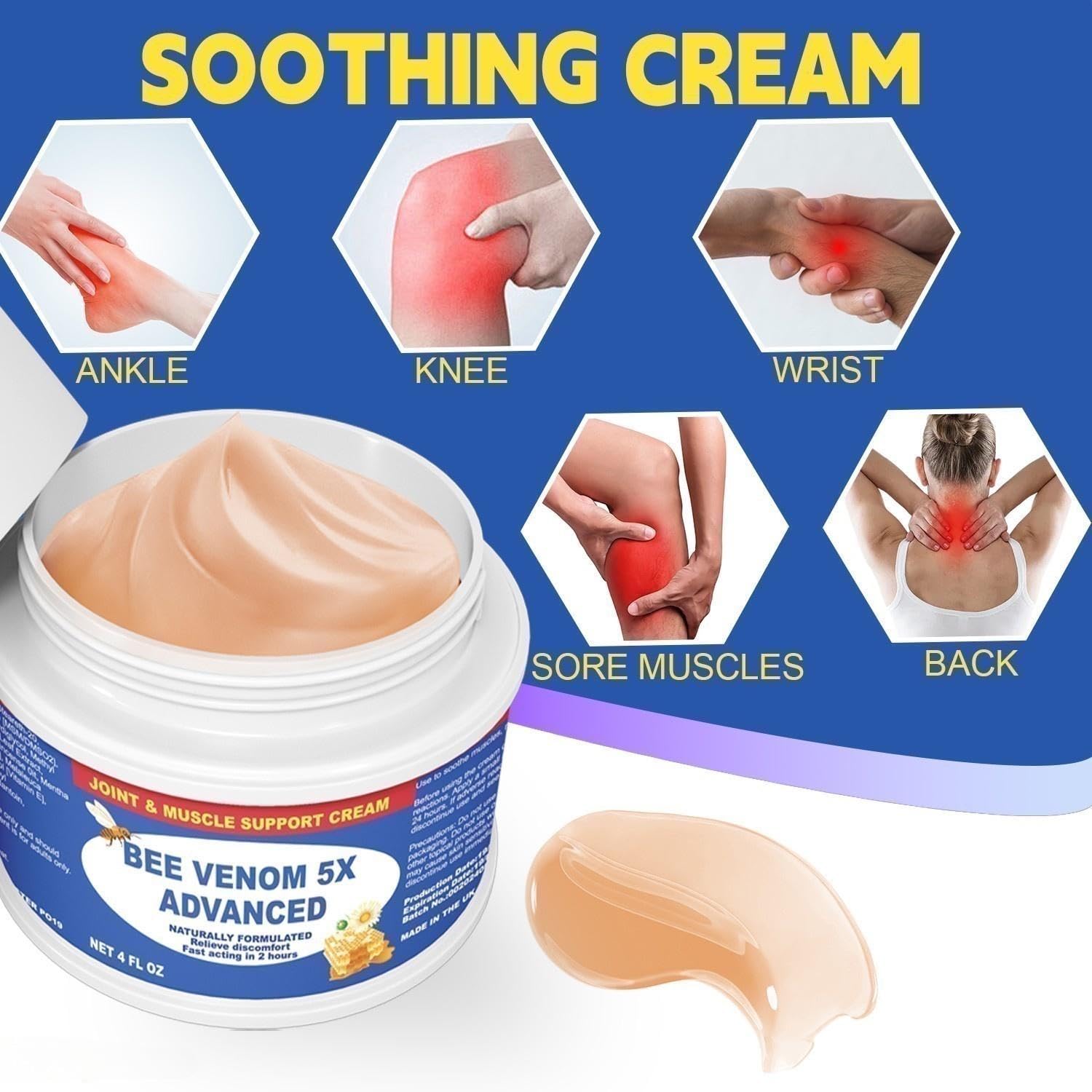 Benolixia Bee Venom Joint Cream, Bee Venom Joint Gel,Bee Venom Advanced Joint and Bone Cream,Natural Formula for Back, Knee, Hands, Neck, Feet, All Skin Types Benolixia buy supplements canada