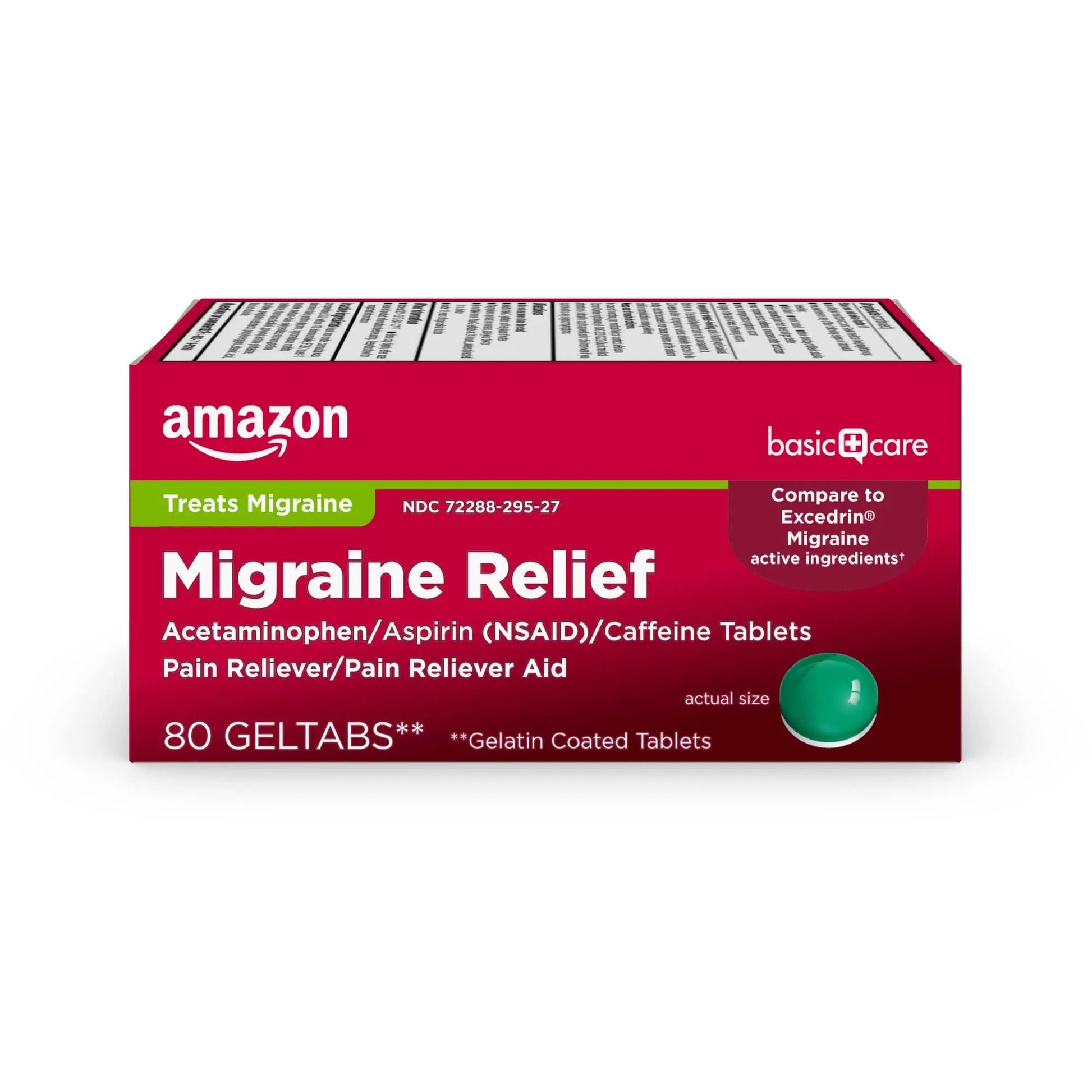Amazon Basic Care Migraine Relief Geltabs, Pain Reliever, Acetaminophen 250 mg, Aspirin 250 mg (NSAID) and Caffeine 65 mg, Headache Relief, 80 Count Amazon Basic Care buy supplements canada