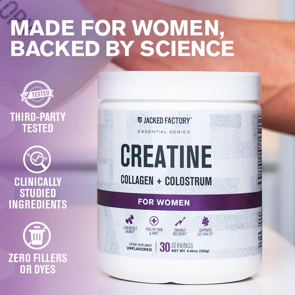 Jacked Factory Creatine for Women - Creatine Monohydrate with Collagen + Colostrum to Support Workout Performance, Lean Muscle Growth, Healthy Hair, Skin, Jacked Factory buy supplements canada