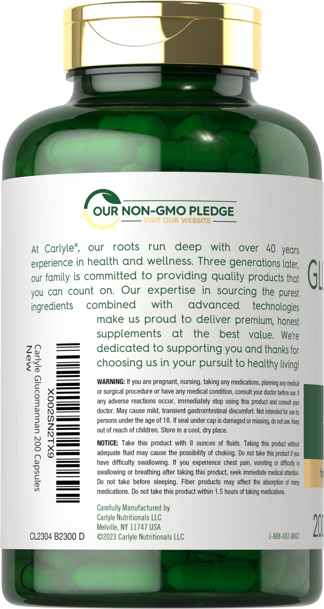 Carlyle Glucomannan Capsules | 200 Count | Soluble Fiber Pills | Non-GMO Carlyle buy supplements canada