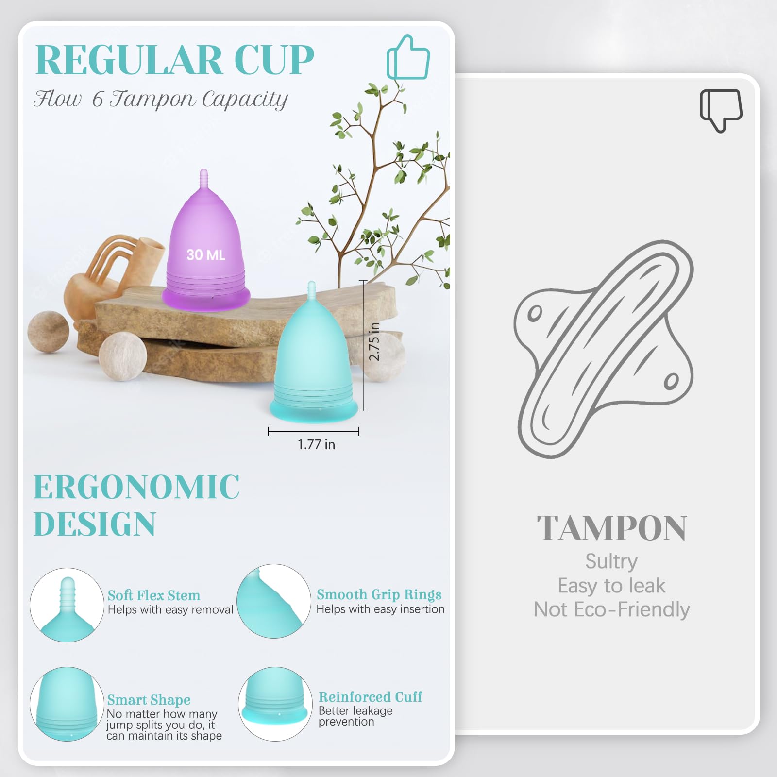 YTYOMUR Menstrual Cup Set, 2 Soft Period Cup Come with Collapsible Cleaner Cup YTYOMUR buy supplements canada