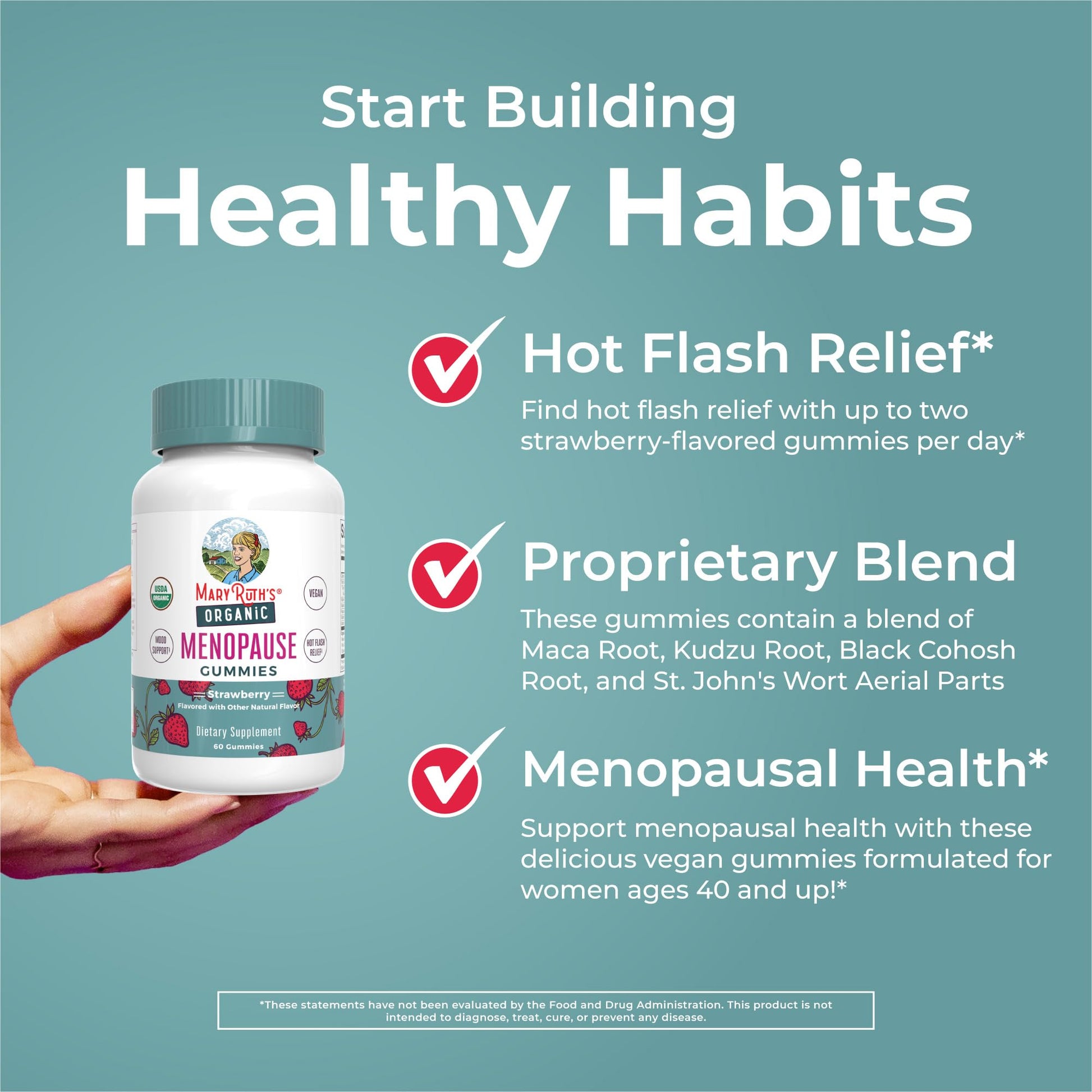 Organic Menopause Gummies by MaryRuth's | Menopause Supplements for Women | Mood Support | Hot Flash Relief | Maca Root | Black Cohosh | USDA Organic | Non-GMO | Vegan | 30 Servings MARYRUTH'S buy supplements canada