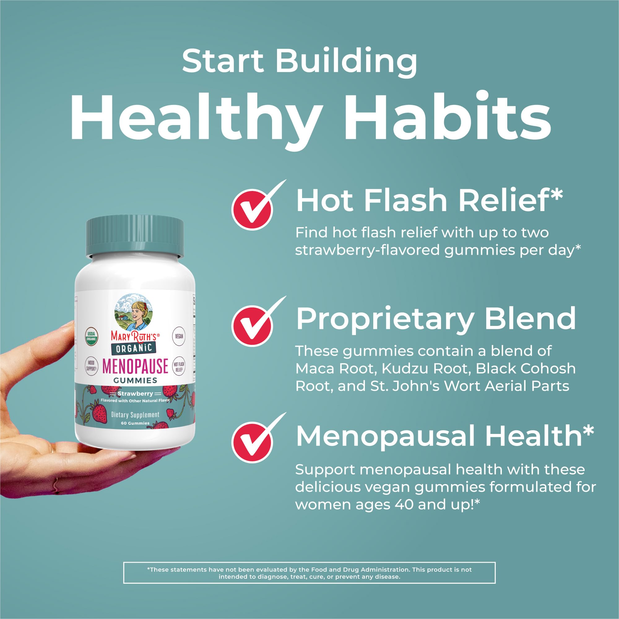 Organic Menopause Gummies by MaryRuth's | Menopause Supplements for Women | Mood Support | Hot Flash Relief | Maca Root | Black Cohosh | USDA Organic | Non-GMO | Vegan | 30 Servings MARYRUTH'S buy supplements canada