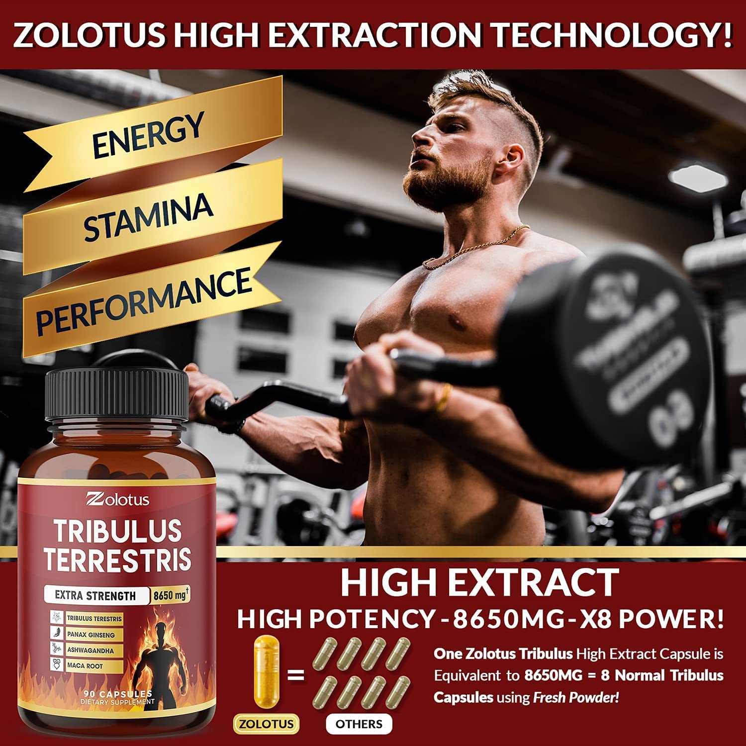 Zolotus Tribulus Terrestris, 8650mg Per Capsule, High Potency with Ashwagndha Zolotus buy supplements canada