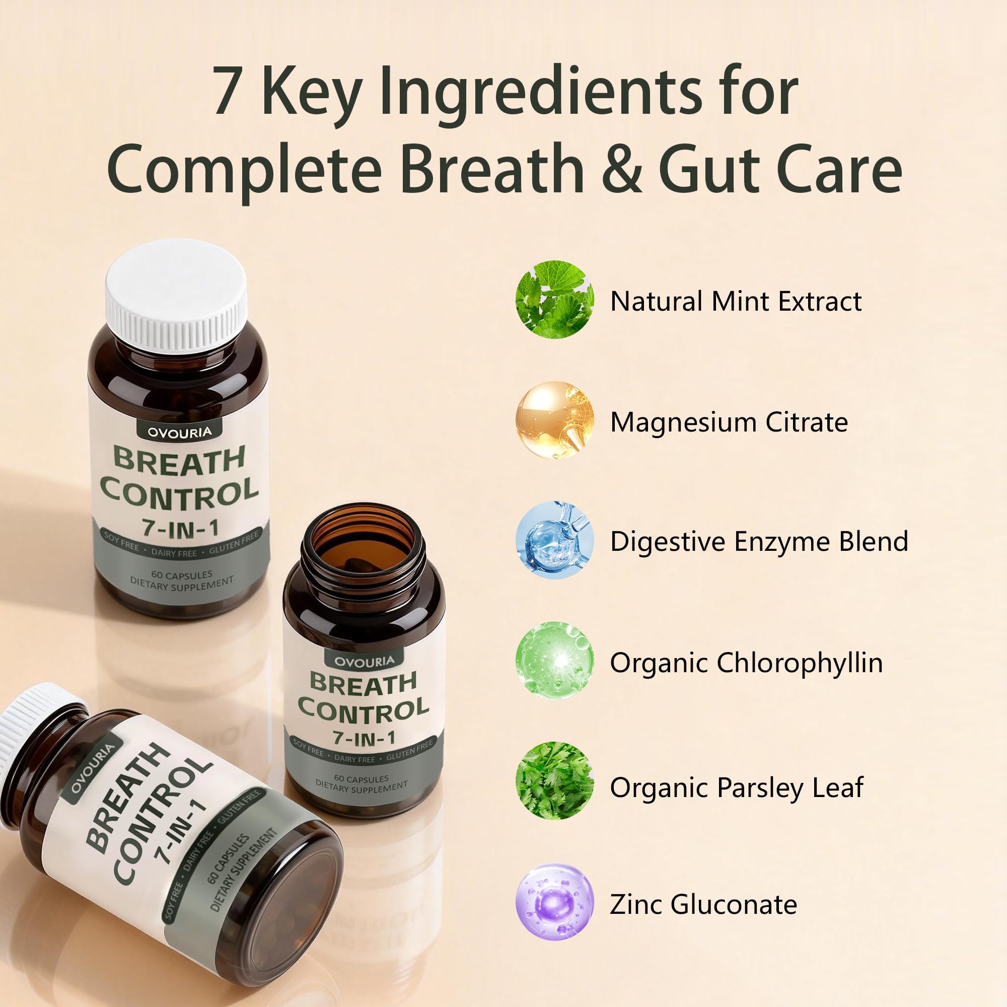 TANSPRESSO ovouria Breath & Gut Balance Capsules - 7-in-1 Formula with Probiotics, Zinc Gluconate & Magnesium Citrate for Fresh Breath, Chronic Halitosis Relief & Digestive Wellness, 60 Count(1pc) TANSPRESSO buy supplements canada