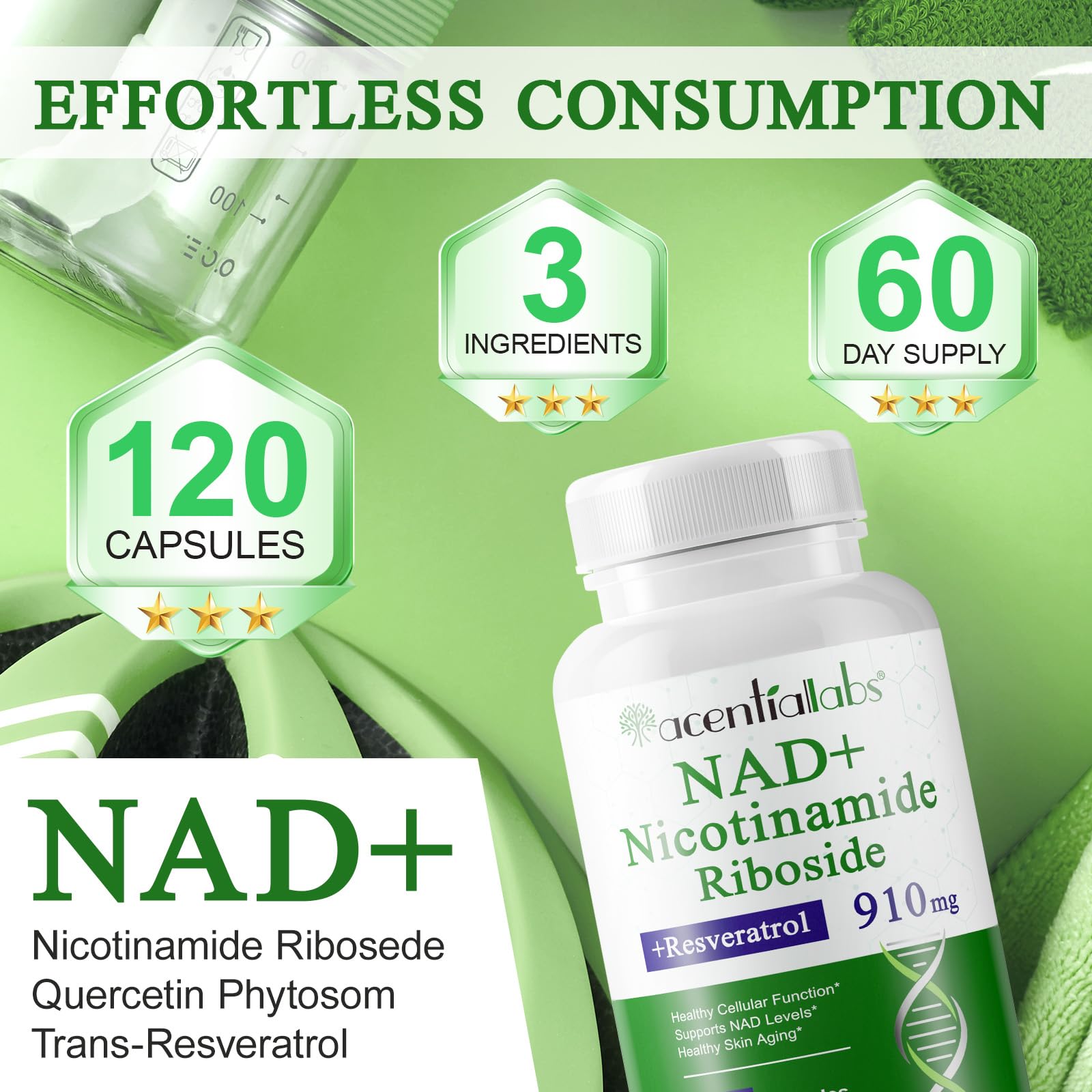 NAD Supplement, Nicotinamide Riboside, NAD 910MG Liposomal Supplements for Women & Men, NAD+ Supplement for Anti Aging and Cell Regeneration -120 Capsules NIFEISHI buy supplements canada