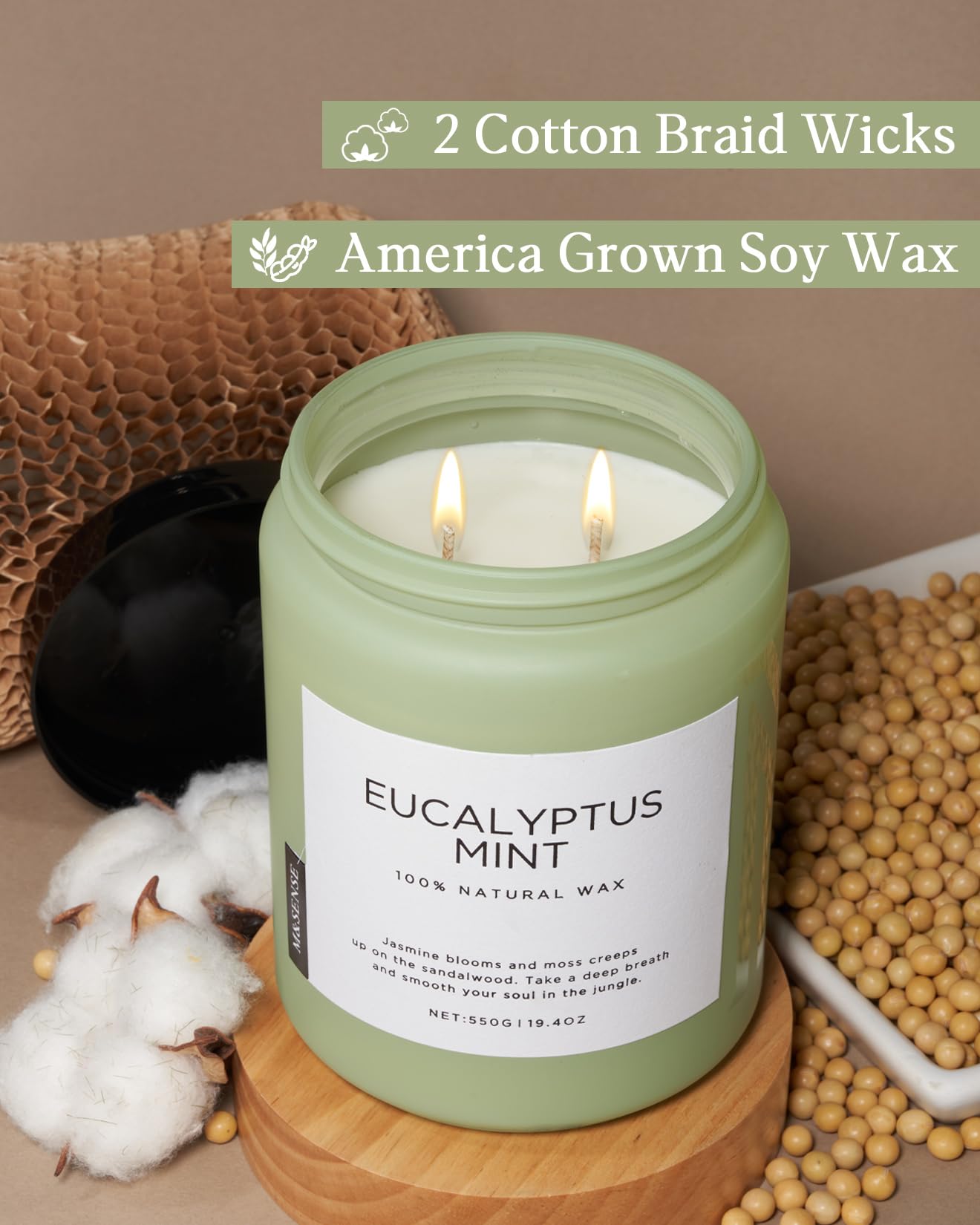 M&SENSE Eucalyptus Mint Candles for Home Scented, 19.4oz 110 Hours Burn Soy Aromatherapy M&SENSE buy supplements canada