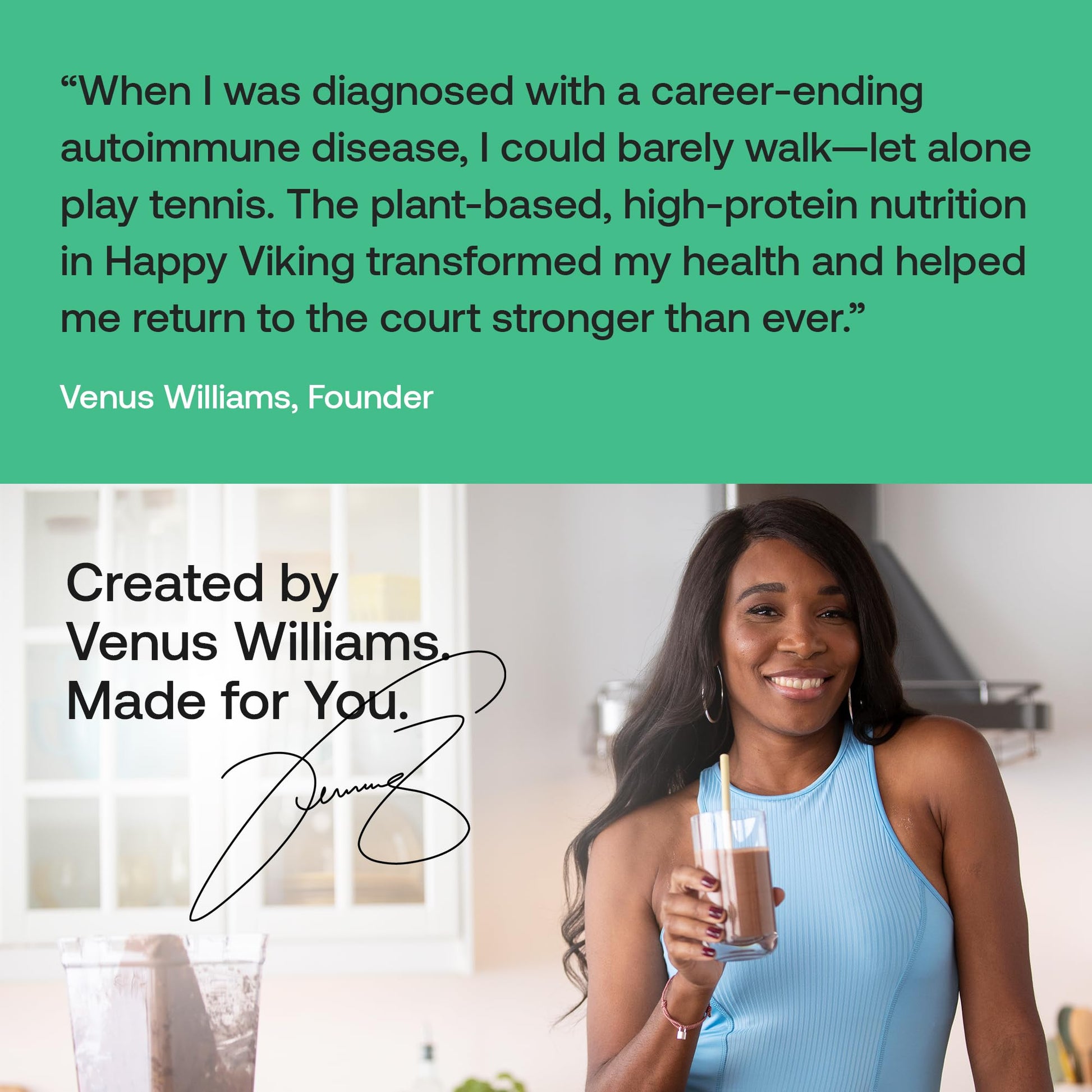 Happy Viking Plant-Based Protein Powder +100 Superfoods Chocolate Meal Replacement Shake, Created by Venus Williams, 30g Plant Protein, 10g Fiber, Vegan, Gluten-Free, Non-GMO,15 Meals Happy Viking buy supplements canada