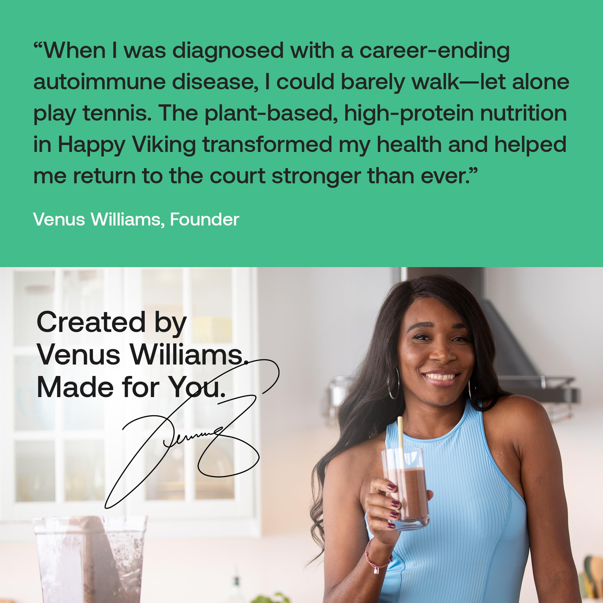 Happy Viking Plant-Based Protein Powder +100 Superfoods Vanilla Meal Replacement Shake, Created by Venus Williams, 30g Plant Protein, 10g Fiber, Vegan, Gluten-Free, Non-GMO, 15 Meals Happy Viking buy supplements canada