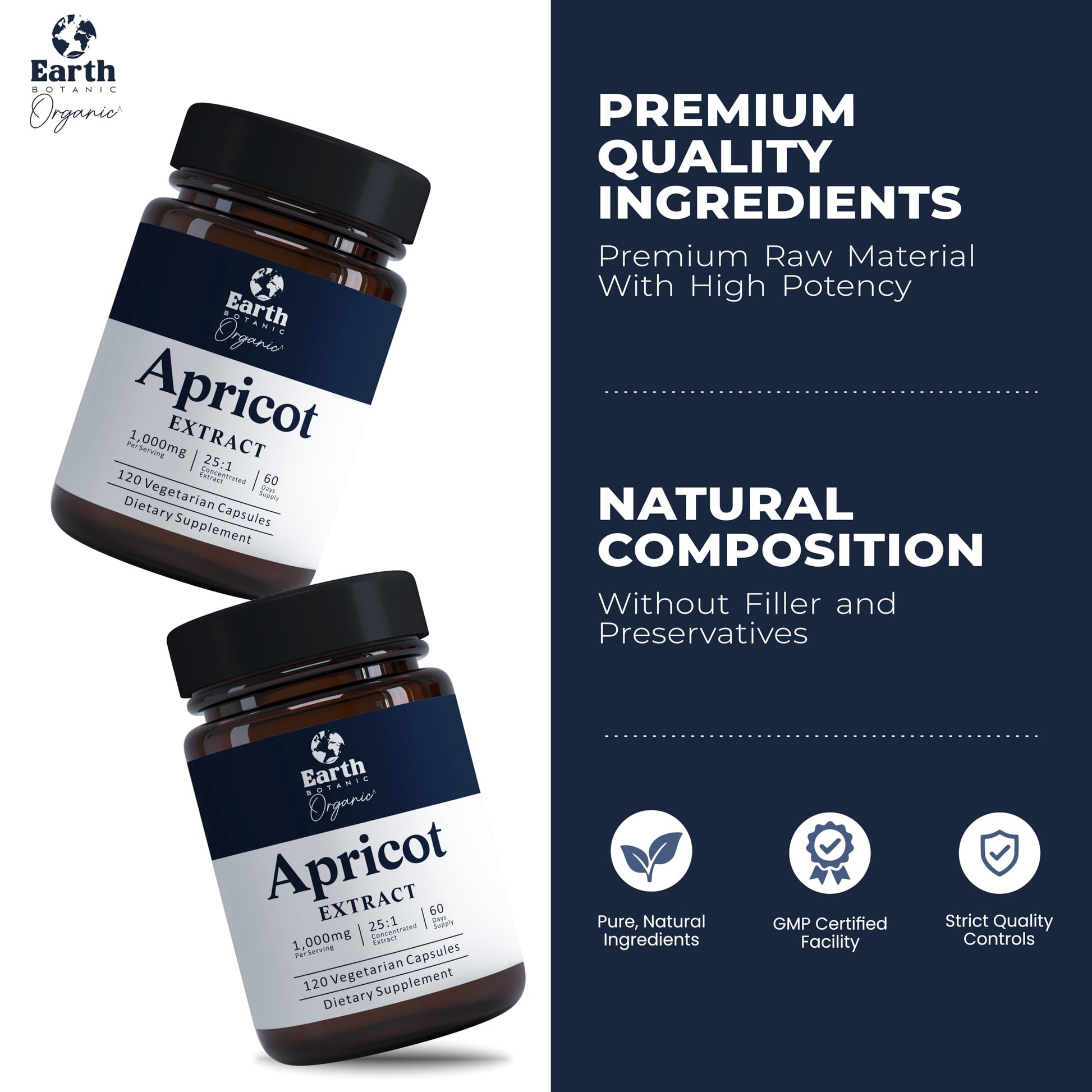 Earth BOTANIC Organic Apricot Extract, 1000 mg 120 Veggie Capsules (Vegan, Non-GMO) Herbal Supplements Earth BOTANIC Organic buy supplements canada