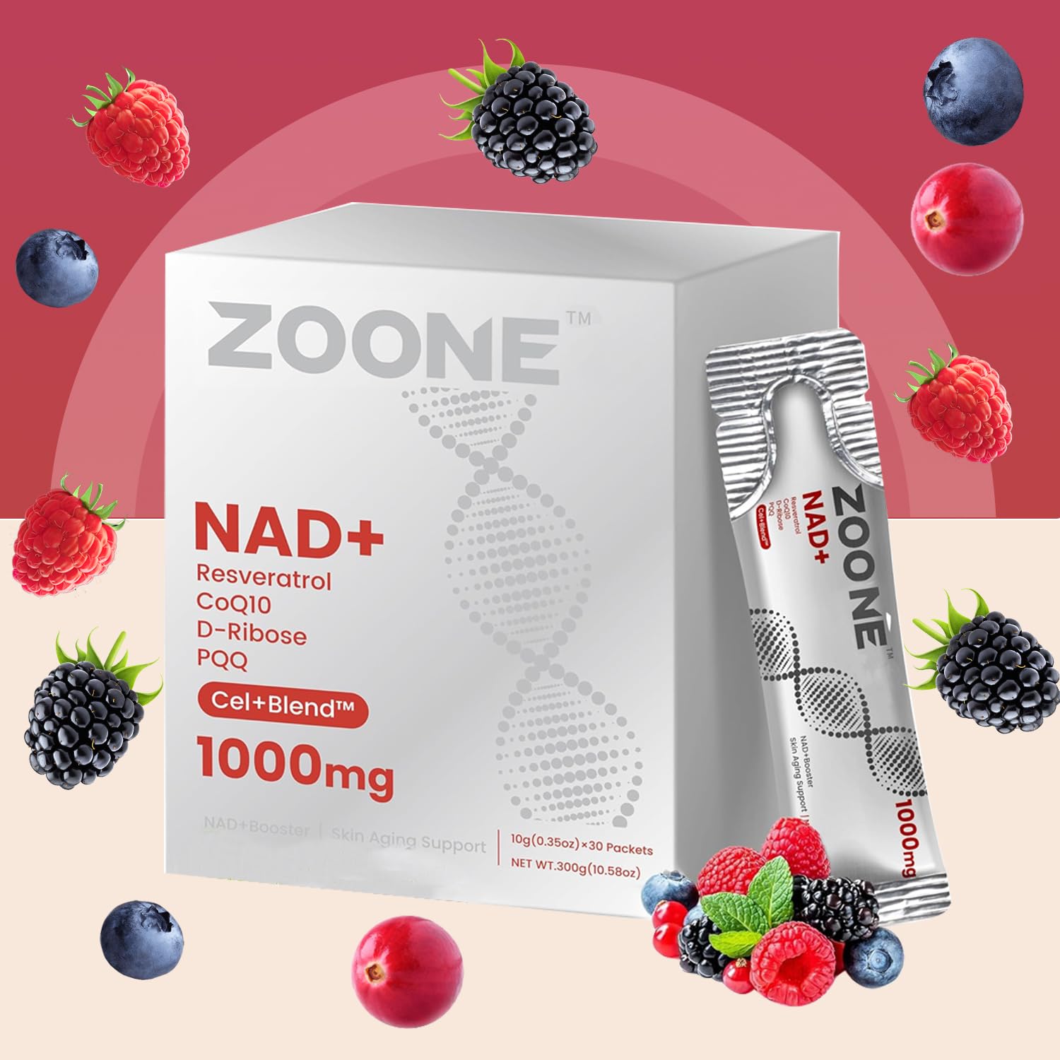 Zoone NAD Resveratrol Supplement, NAD+ Liquid Supplement 1000mg, with Nicotinamide Riboside, Resveratrol & PQQ, NAD Supplements for Men & Women, Healthy Aging & Boosts Cellular Energy – 30 Packs Zoone buy supplements canada
