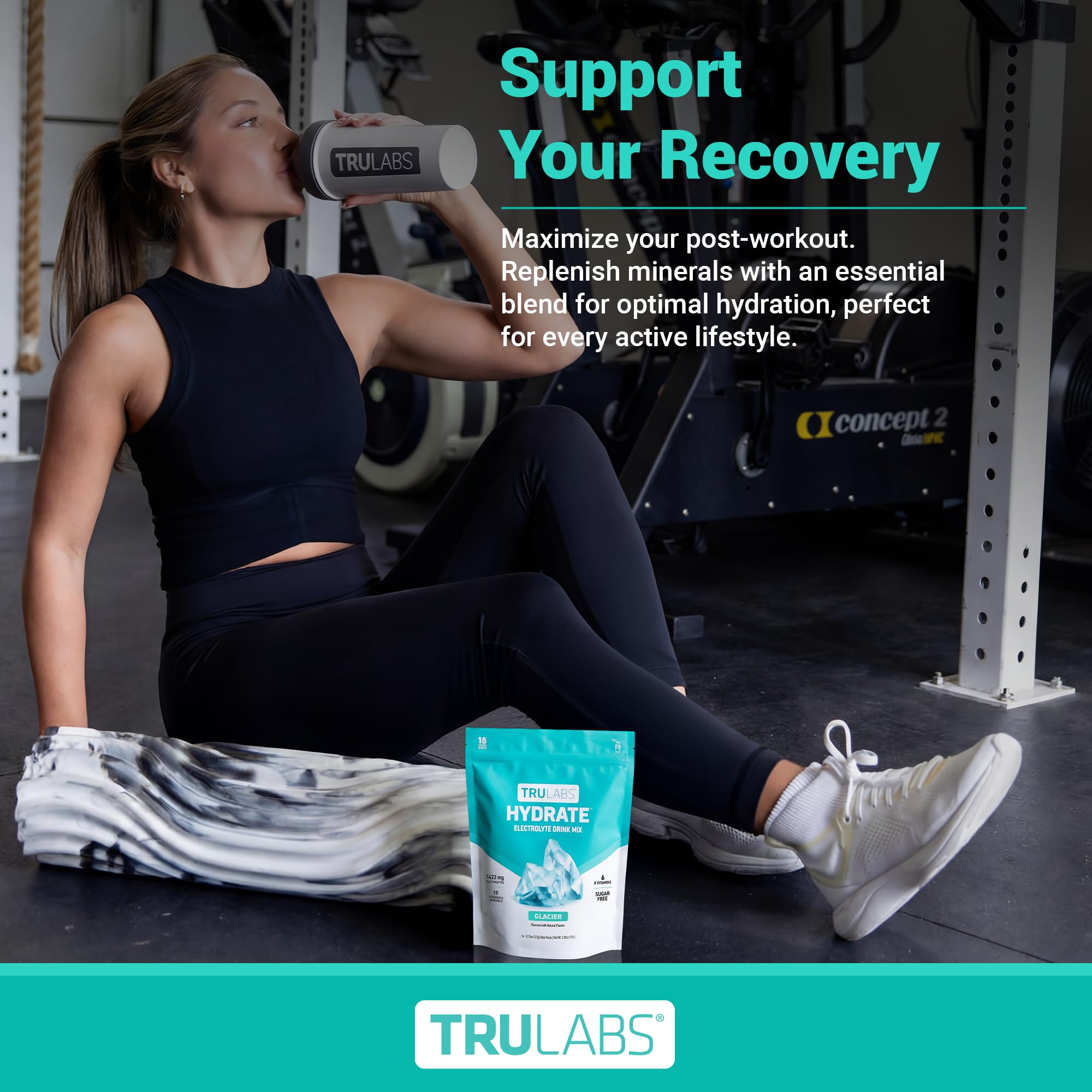 TRULABS Hydrate Electrolyte Drink Mix – Glacier Flavor, Sugar-Free Hydration Packets with 1422 mg Electrolytes & 19 Vitamins & Minerals, Monk Fruit Sweetened, On-the-Go Sticks (16 Count) TRULABS buy supplements canada
