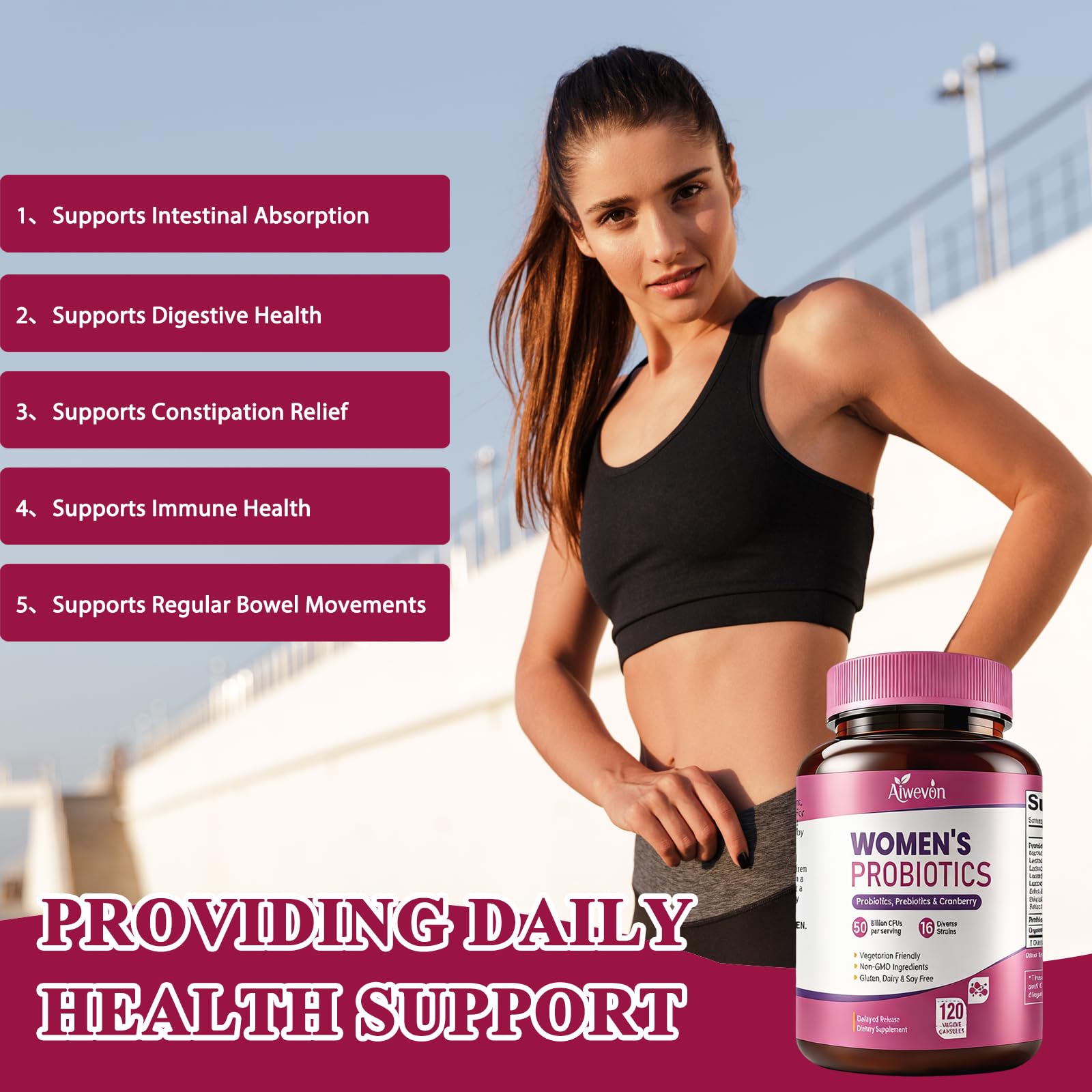 Women Probiotics 50 Billion CFU: Probiotics for Women with Prebiotics & Cranberry, 16 Strain Probiotic Supplement for Digestive Gut Health, Vaginal & Urinary Tract Support Aiwevon buy supplements canada