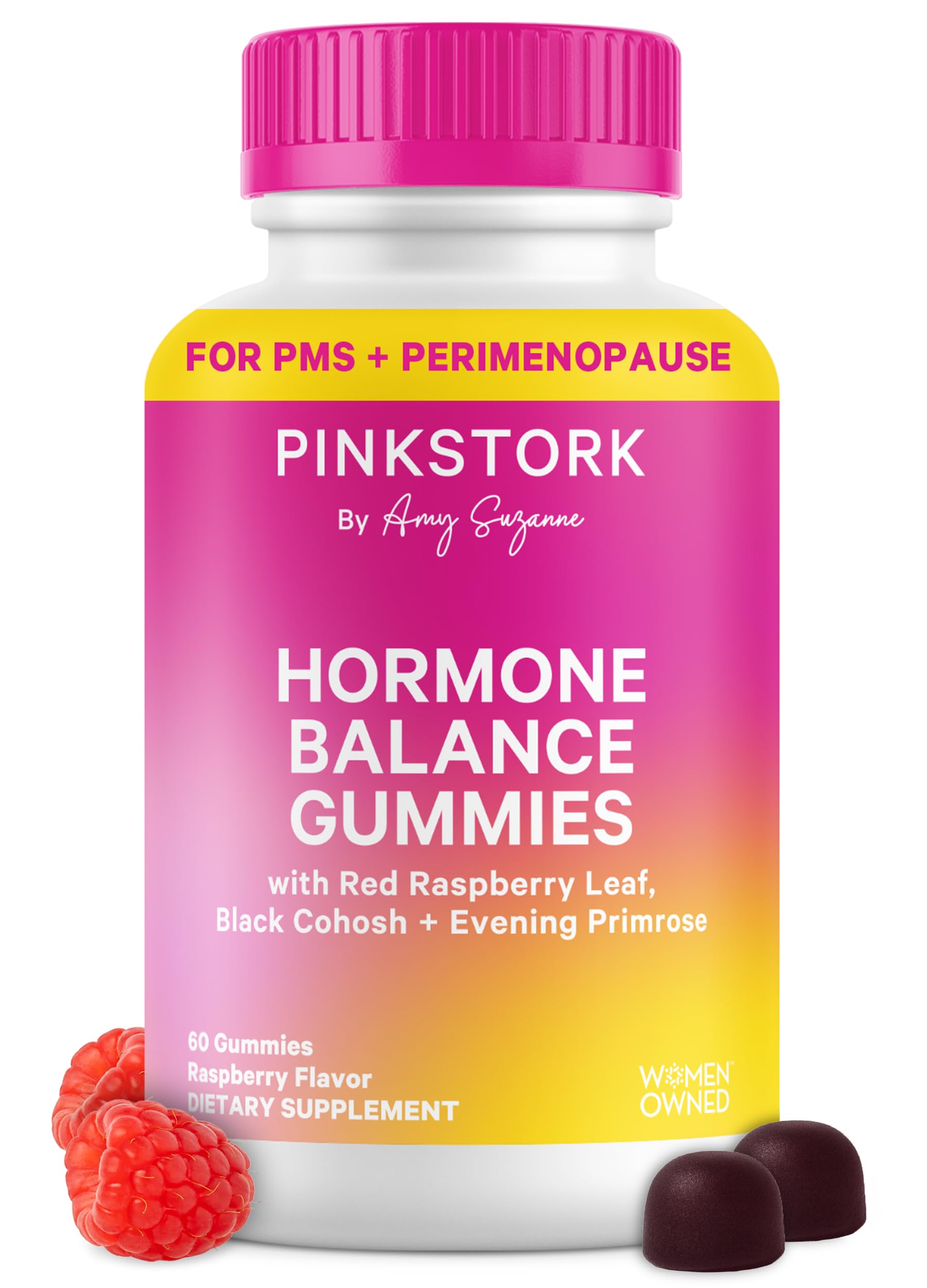 Pink Stork Hormone Balance Gummies for Women – PMS, Menopause & Estrogen Support – Mood, Bloating, Hot Flashes & Energy – Red Raspberry Leaf, Black Cohosh, Primrose – 60 Vegan Gummies Pink Stork buy supplements canada
