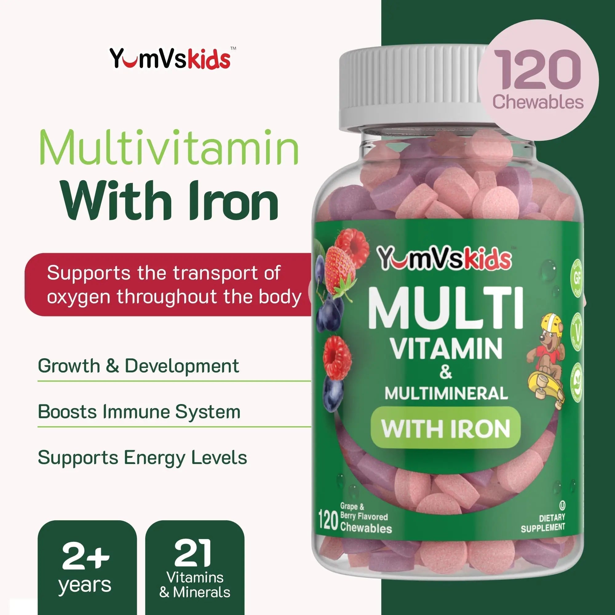 YUM-V'S Probiotics & Multivitamin Bundle for Kids – Probiotic with Prebiotic Fiber Chocolate Bears + Multivitamin & Multimineral with Iron Chewables – Digestive, Immune & Overall Health Support YUM-V'S buy supplements canada
