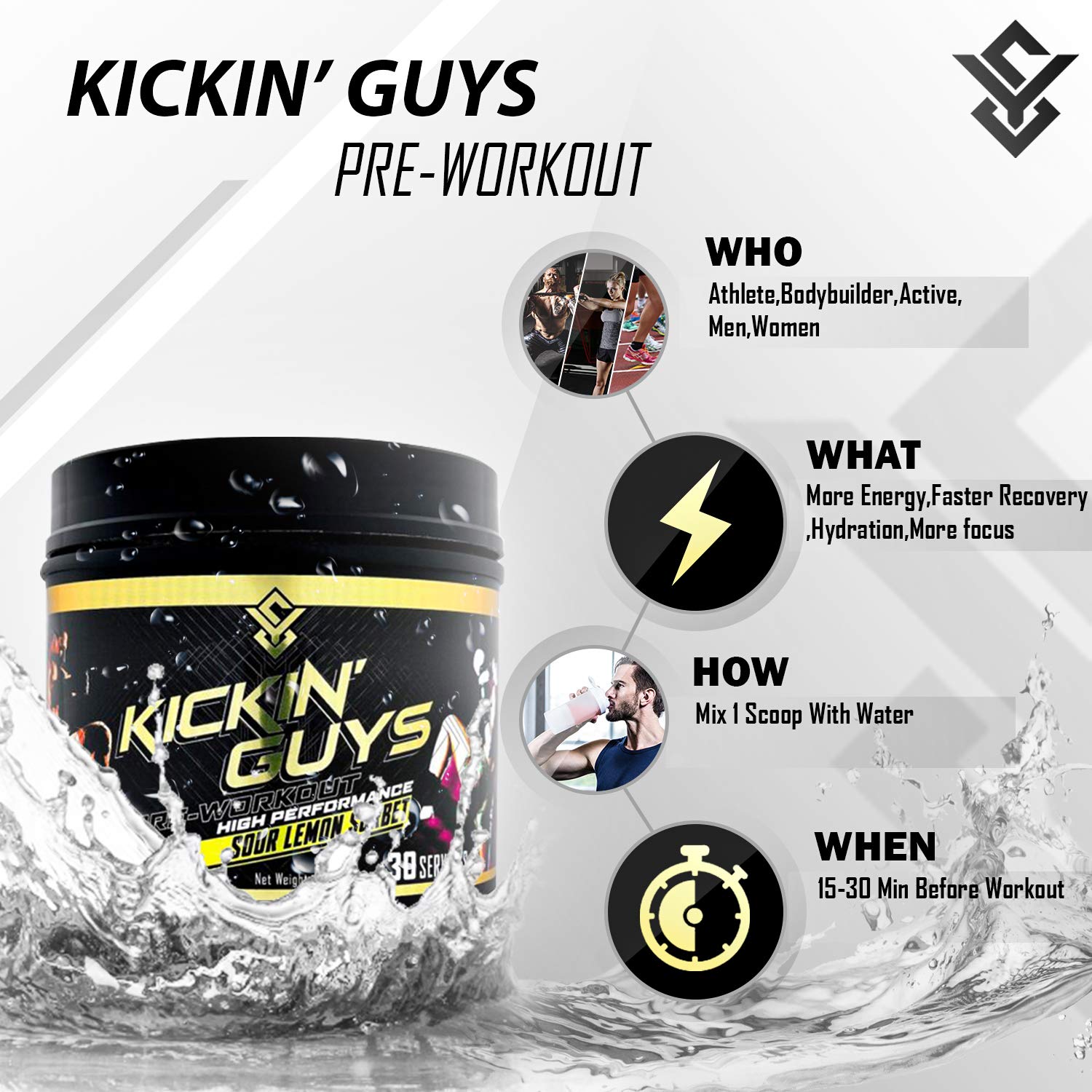 Kickin' Guys Pre Workout Powder Sports Nutrition Supplement - Explode Energy & Performance Yulian Svitolin LLC buy supplements canada