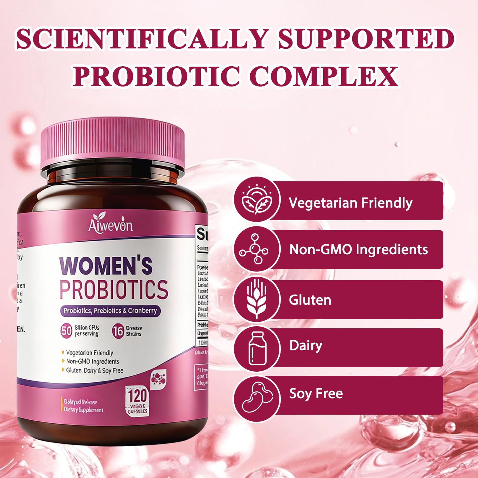 Women Probiotics 50 Billion CFU: Probiotics for Women with Prebiotics & Cranberry, 16 Strain Probiotic Supplement for Digestive Gut Health, Vaginal & Urinary Tract Support Aiwevon buy supplements canada