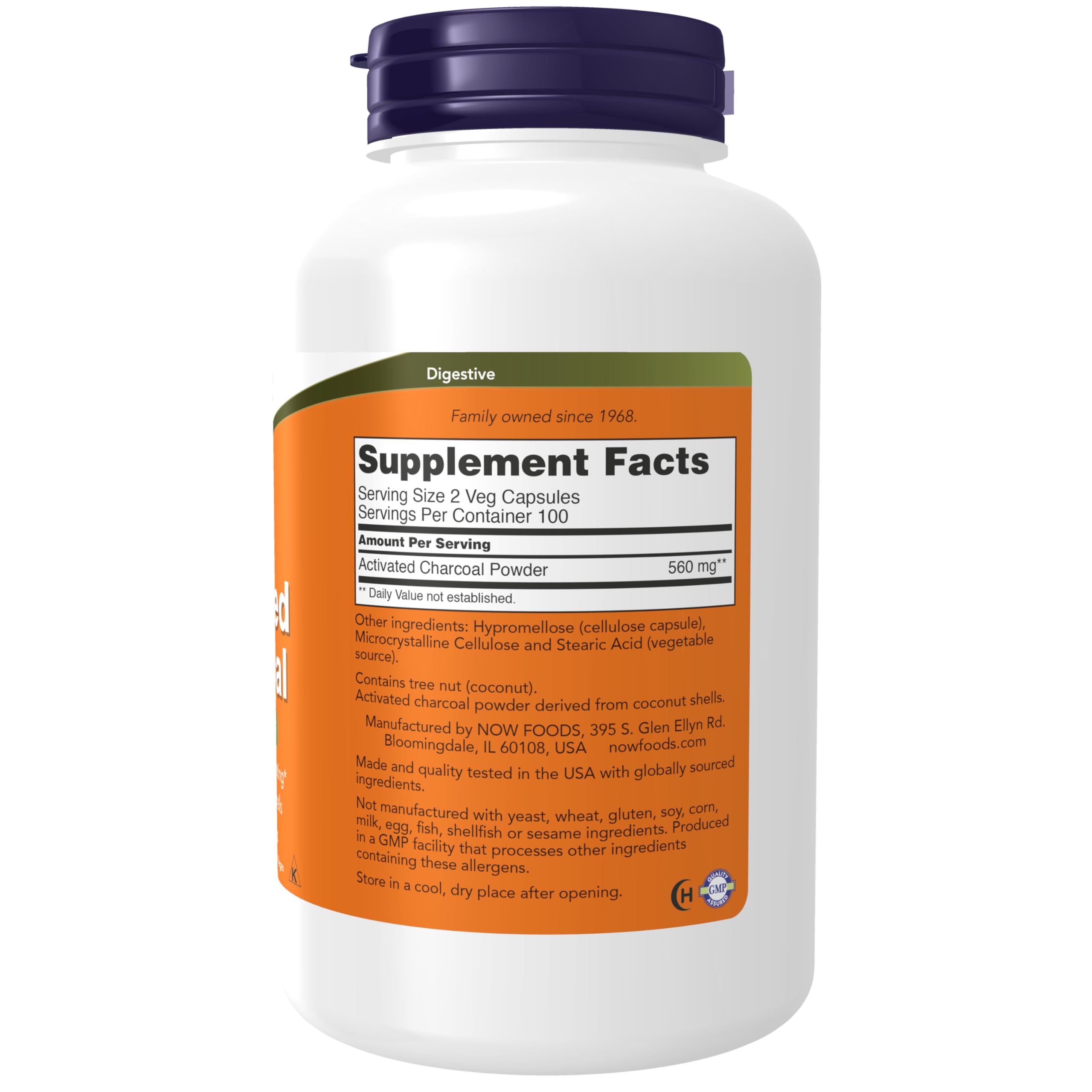 NOW Supplements, Activated Charcoal Made from Coconut Shells, Non-GMO Project Verified NOW buy supplements canada