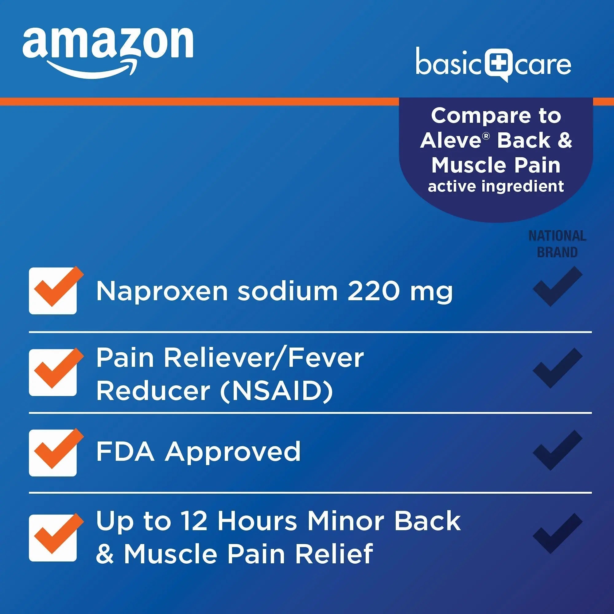 Amazon Basic Care Back and Muscle Pain, 220 mg Naproxen Sodium Tablets, 12-Hour Pain Relief, Headache, Arthritis, Menstrual Cramps, Fever Reducer, 90 Count Amazon Basic Care buy supplements canada