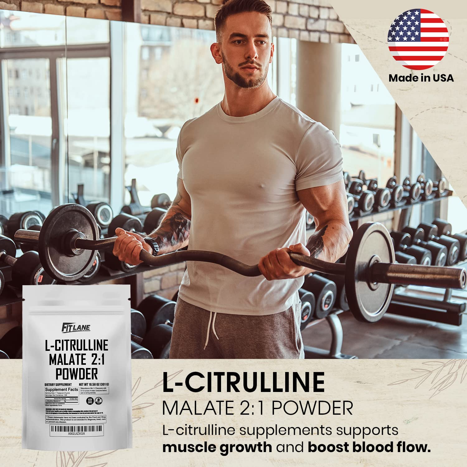 L Citrulline Malate 2 1 Powder 300 Grams - Bulk L Citrulline Powder - Free Form Amino Fit Lane Nutrition buy supplements canada
