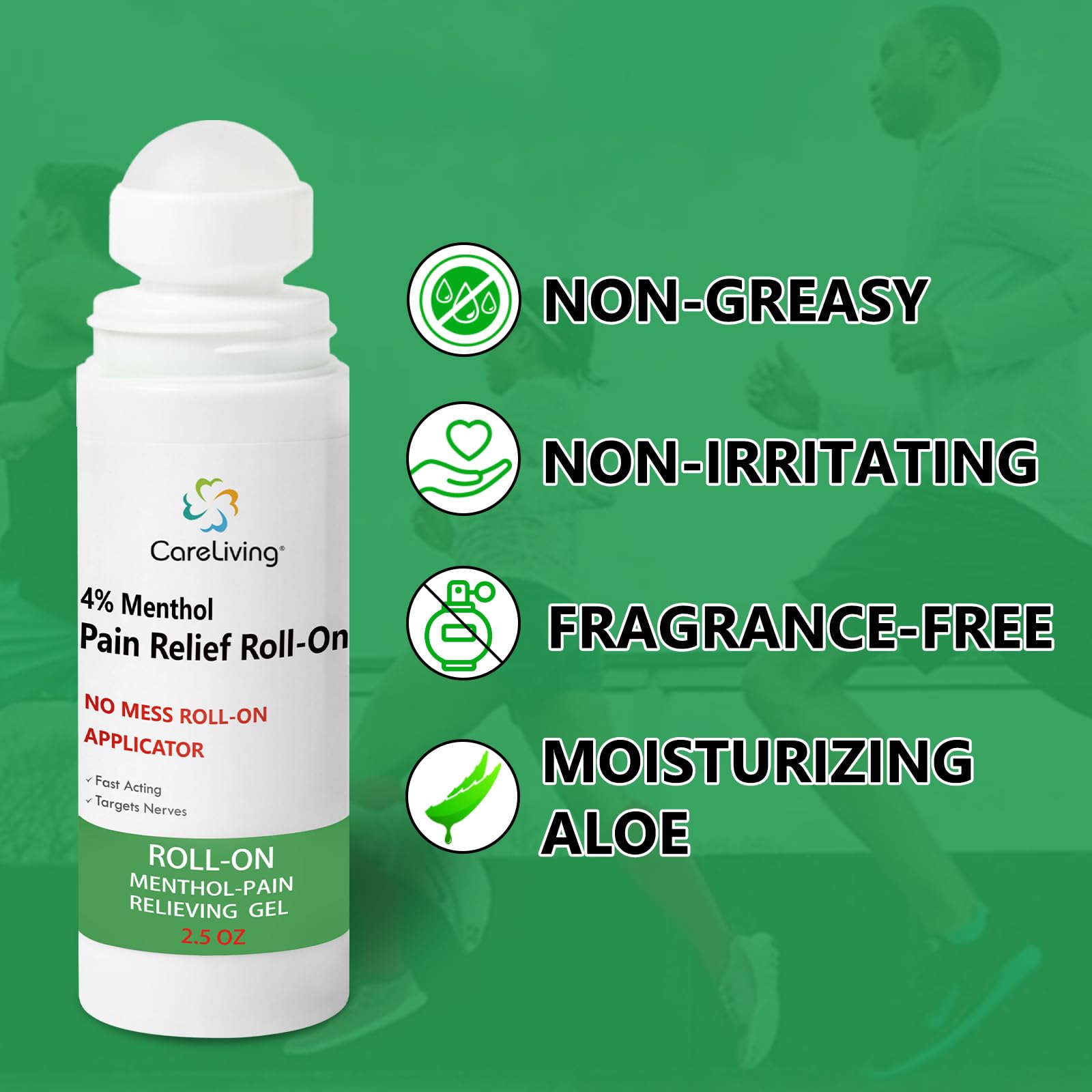CARELIVING Roll On Pain Relief for Knee, Neck, Joint, Shoulder, Arthritis Pain Reliever, Sore Muscle Relief, Roll On Menthol Gel 2.5 Fl Oz (Pack of 2) CARELIVING buy supplements canada