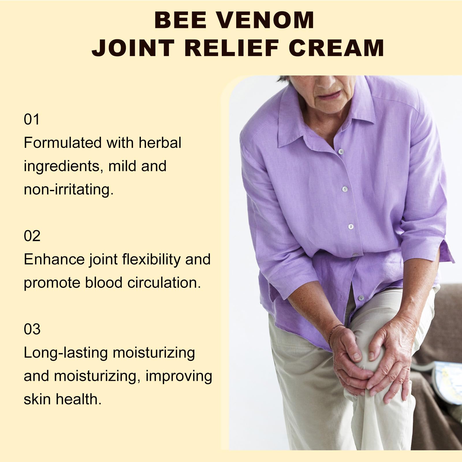 Bee Venom Joint Cream, Natural Bee Venom Skin Cream, Bee Venom Advanced Joint & Bone Cream, Suitable for Everyday Back, Waist, Neck, Hands, Knees, Light Non-Sticky for Men Women Aldult - 2.11 Oz/60g JoanofArc buy supplements canada