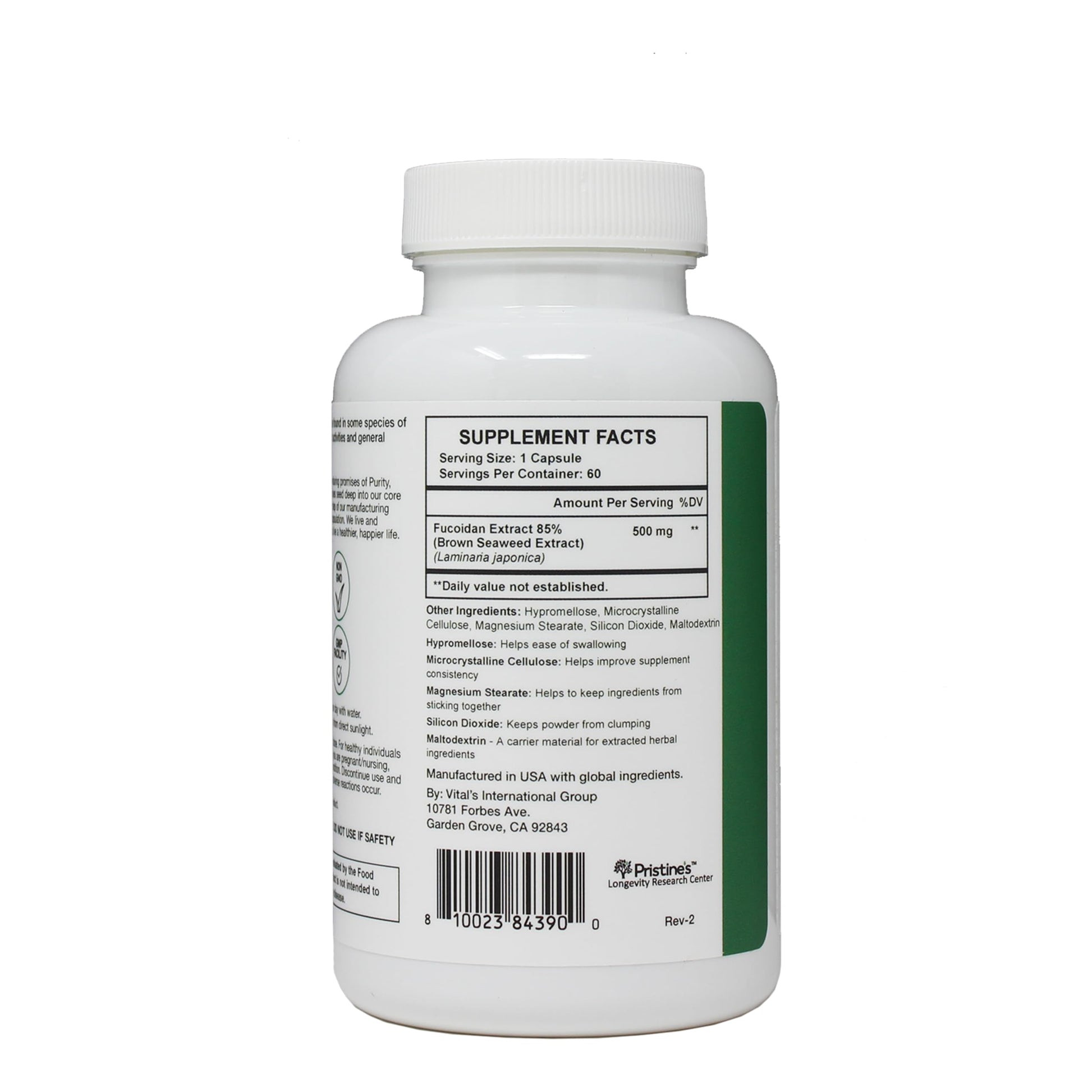 PRISTINE'S Fucoidan 500MG Immunity Supplement Capsules - 60 Day Supply - Brown Seaweed Extract - Potent Herbal Antioxidant Lung Health & Skin Health Support PRISTINE'S buy supplements canada