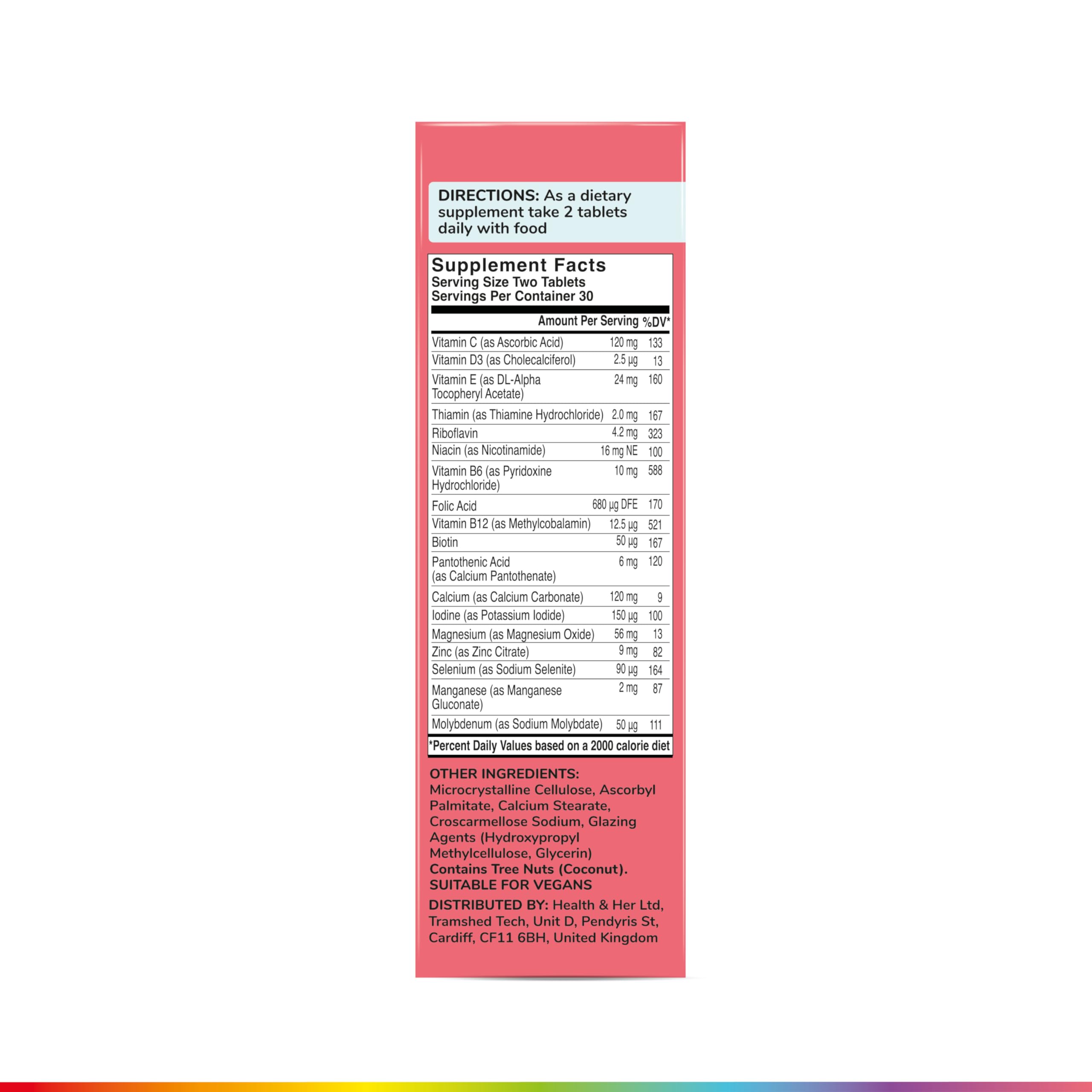 Health & Her Multivitamin Supplement for Women Taking Birth Control - Nutrition Support - 1 Month Supply, 60 Tablets - Vegan & Gluten Free Health and Her buy supplements canada