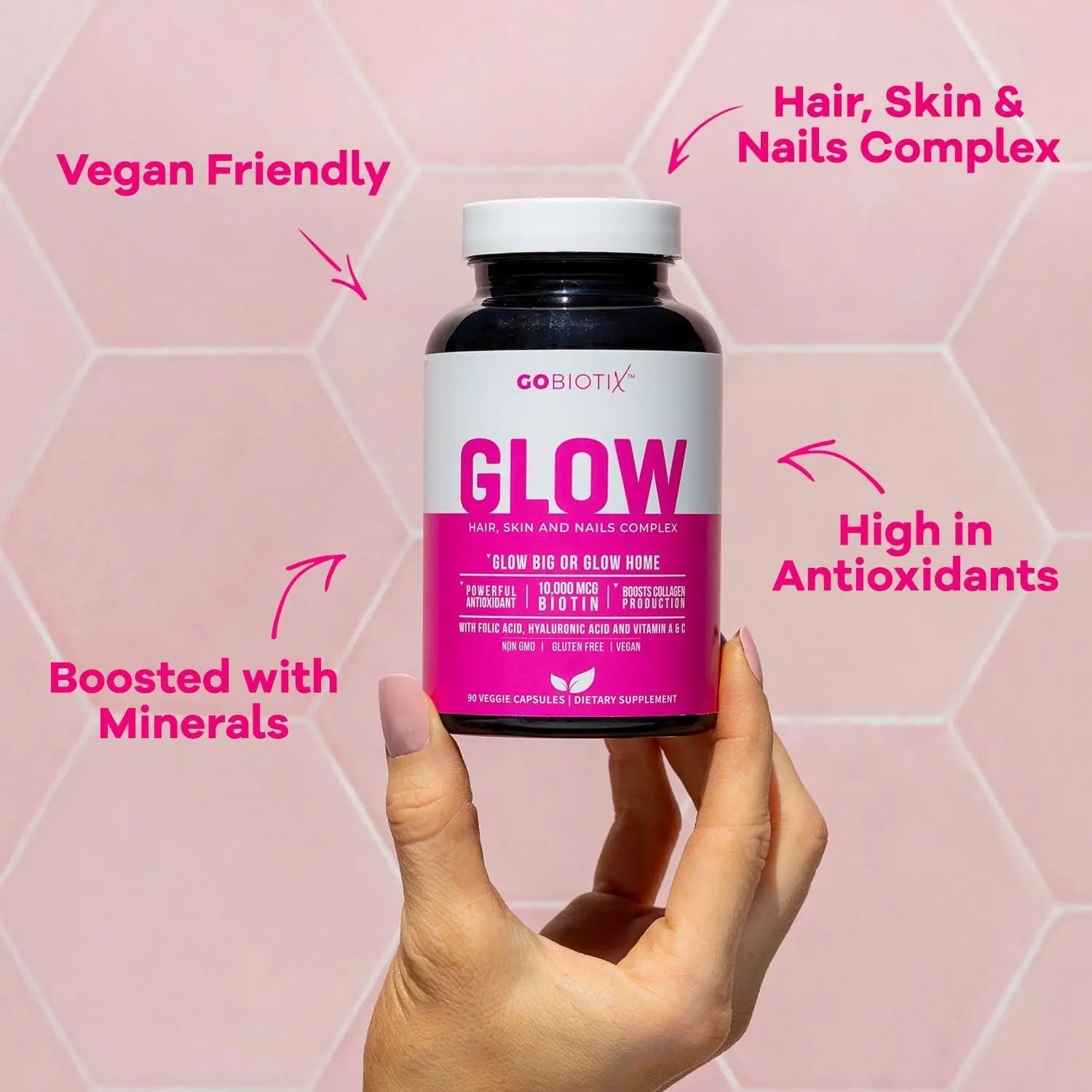 GOBIOTIX Hair Skin and Nails Vitamin Supplement - 10000mcg Biotin Pills with Hyaluronic Acid, Folate, Iron, Magnesium, and Zinc GOBIOTIX buy supplements canada