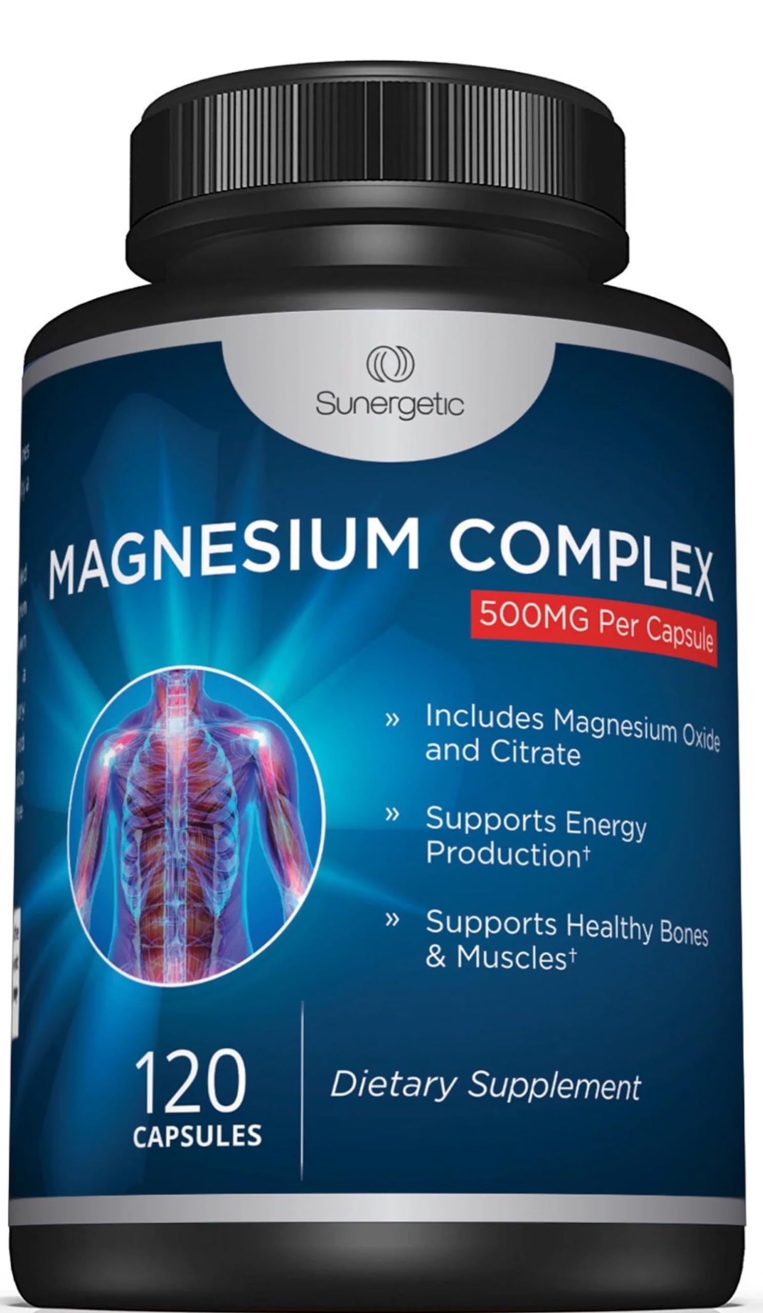 Premium Magnesium Citrate Capsules – Powerful 500mg Magnesium Oxide & Citrate Supplement – Helps Support Healthy Bones, Muscles, Teeth, Energy & Relaxation – 120 Vegetable Capsules Sunergetic buy supplements canada