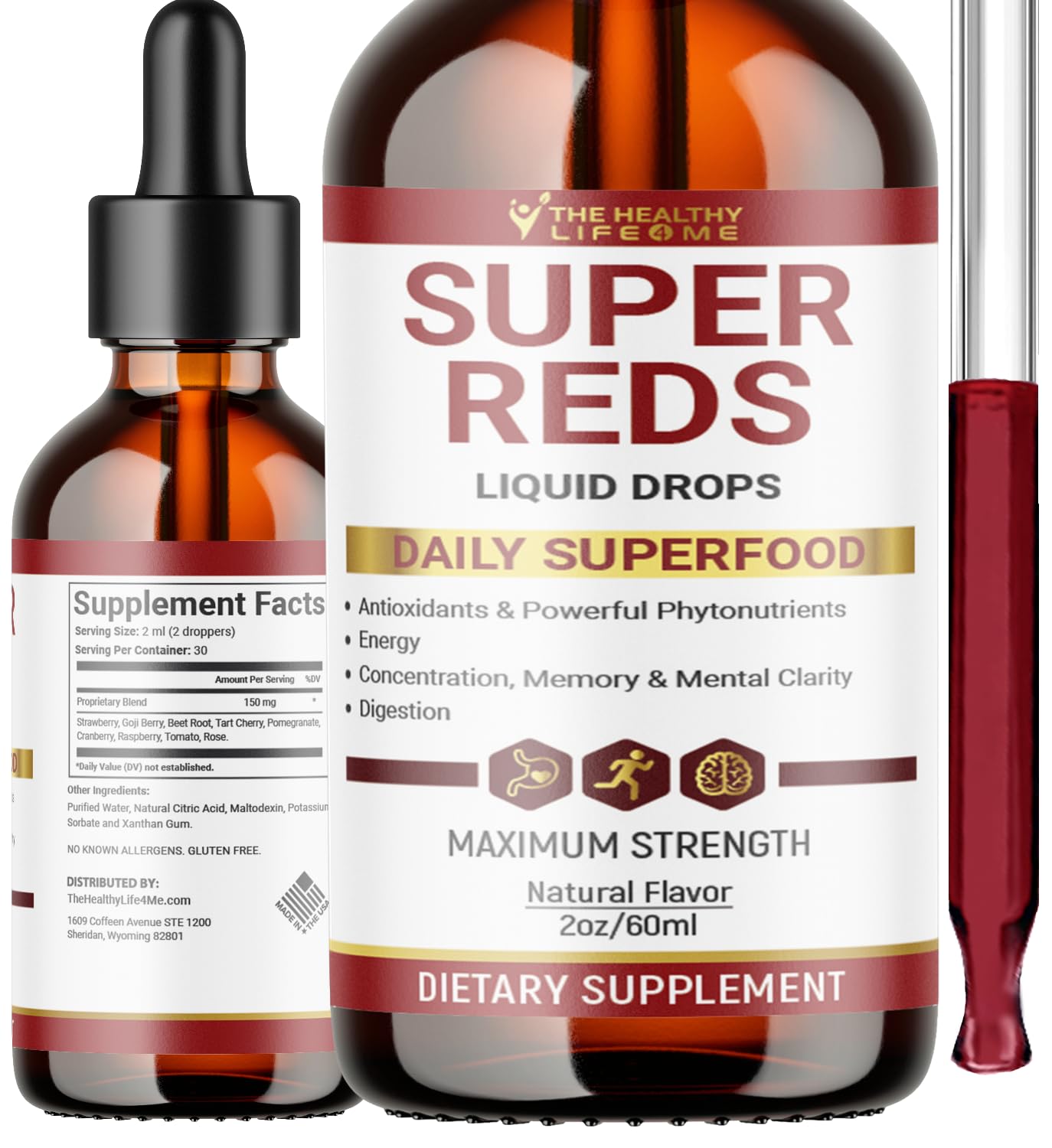 THE HEALTHY LIFE 4 ME Liquid Super Reds Phytonutrient Superfood Drops | Phytonutrient Blend containing Polyphenols | Antioxidants & More | Great Taste 2oz - 30 Day Supply THE HEALTHY LIFE 4 ME buy supplements canada