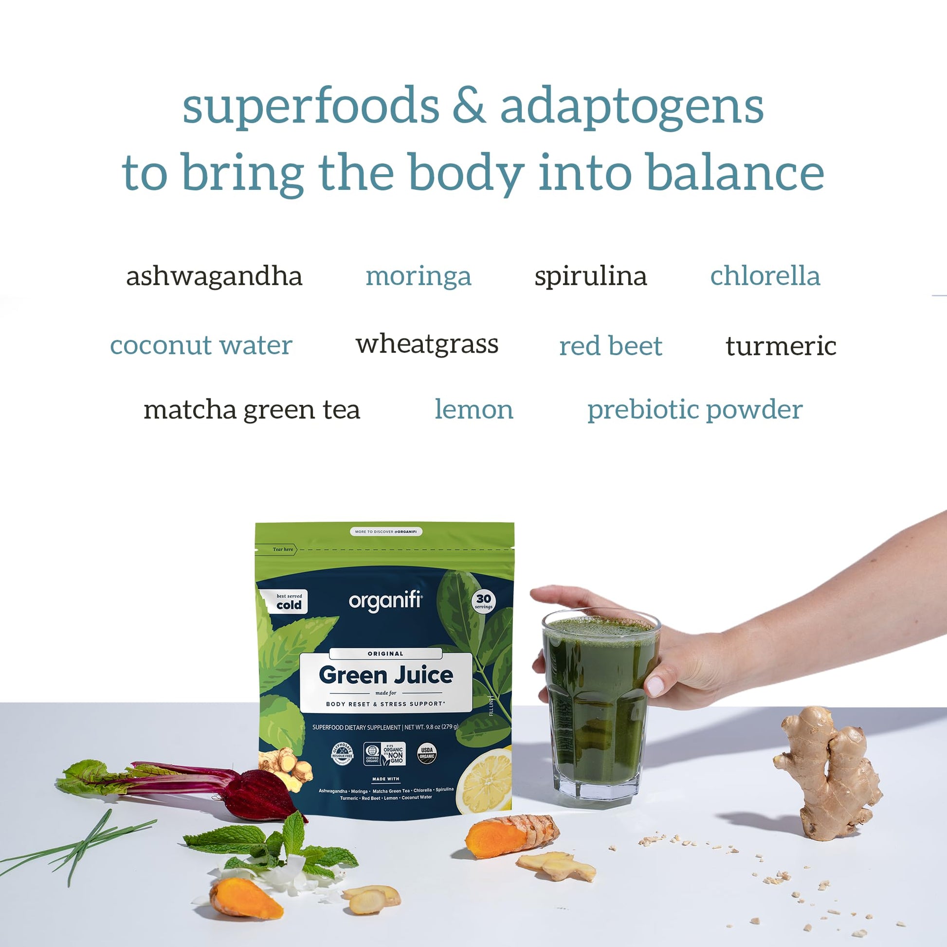Organifi Green Juice - Powder Supplement with Organic Spirulina, Ashwagandha Organifi buy supplements canada