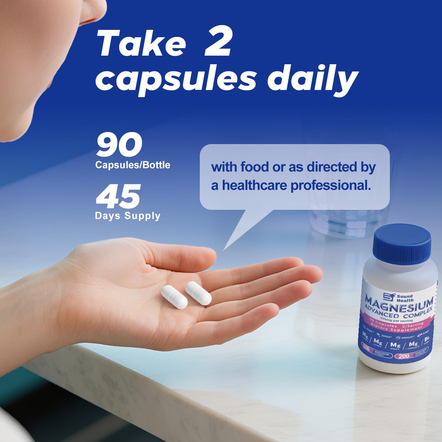 5 in 1 Magnesium Complex Capsule 976mg wtih Magnesium Glycinate, Citrate, Malate, L-Threonate & Vitamin B6, High Absorption Magnesium Complex for Women & Men, Third-Party Tested, Vegan, Non-GMO Sound Health Plus buy supplements canada