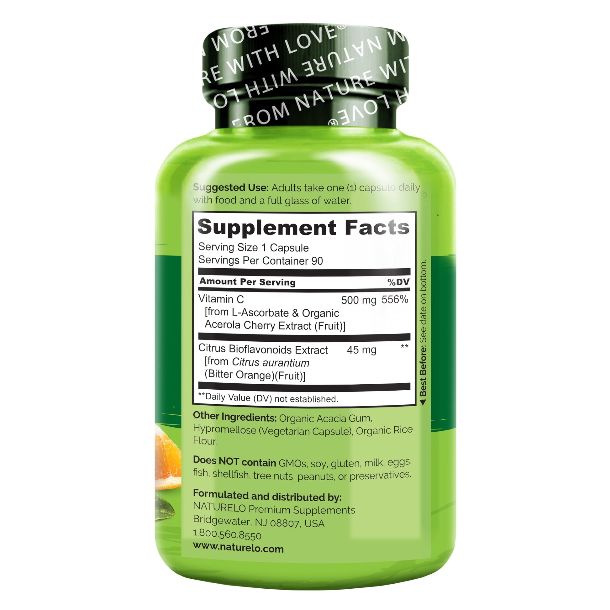 NATURELO Vitamin C with Organic Acerola Cherry Extract and Citrus Bioflavonoids - Vegan Supplement - Immune Support - 500 mg VIT C per Cap NATURELO buy supplements canada