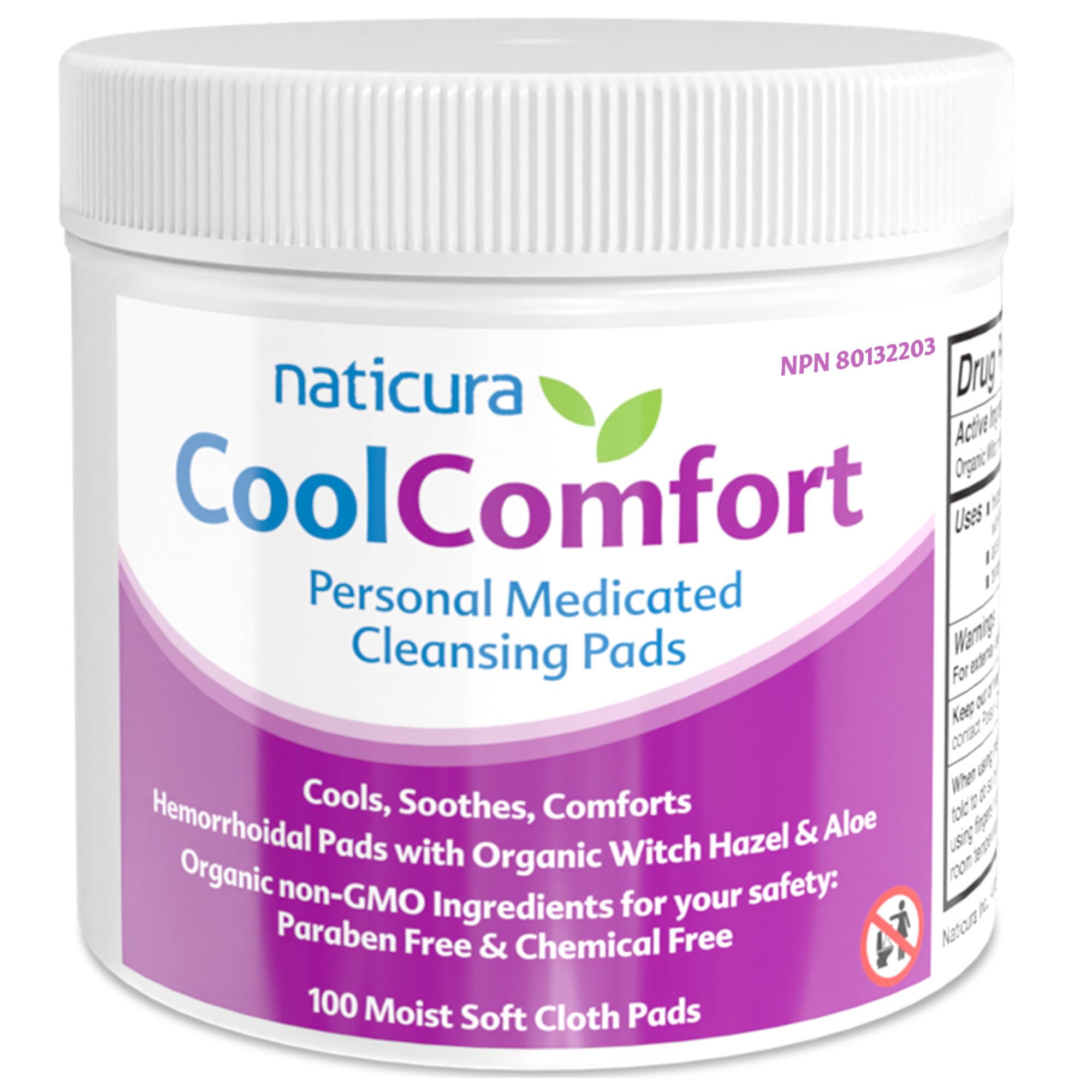 CoolComfort Personal Cleansing Pads with Organic Witch Hazel and Aloe Vera - All Natural and Fast Acting Wipes for Hemorrhoid Burning, Itching, Pain and Swelling - 100 Pads - No Parabens - Made in USA Naticura buy supplements canada