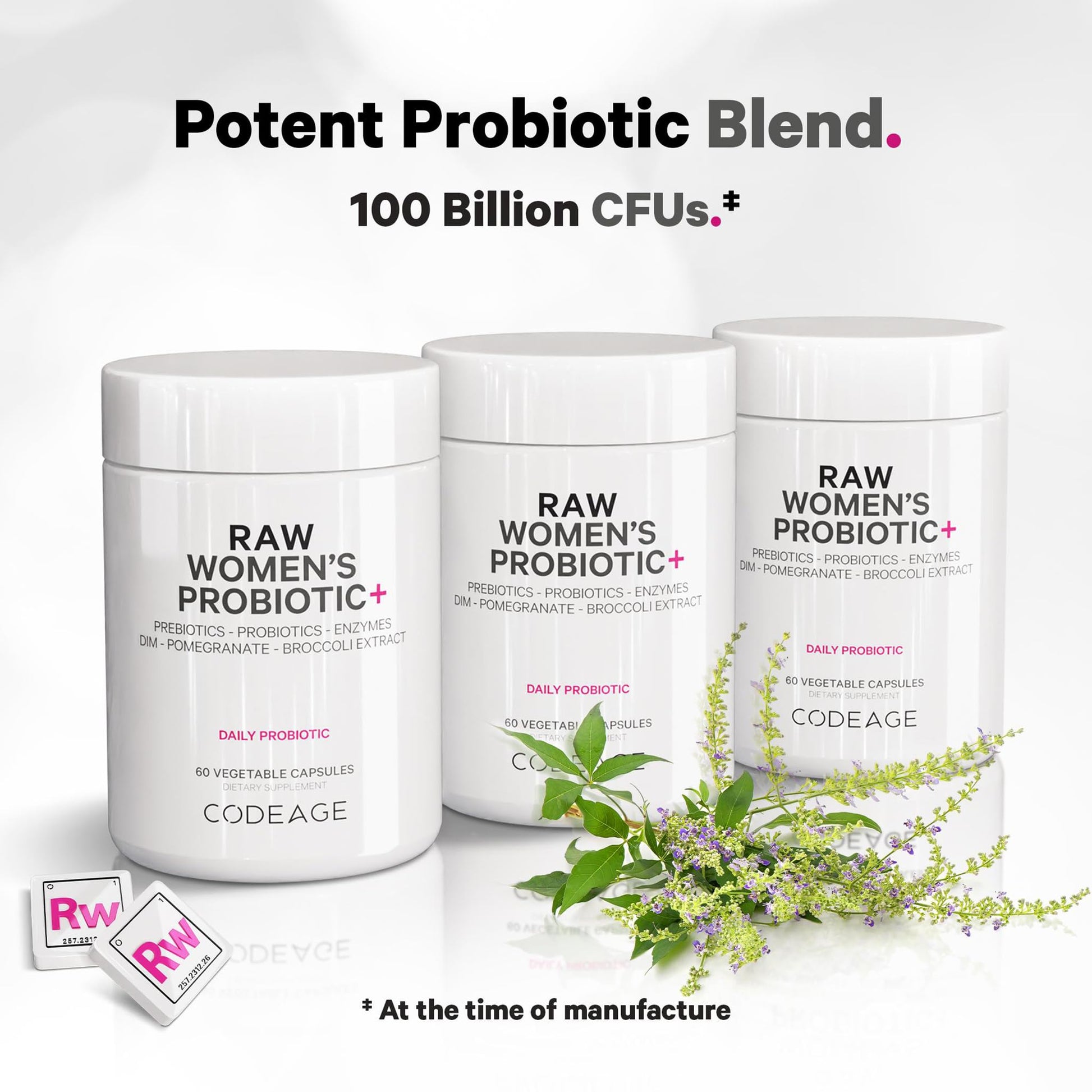 Codeage Raw Women’s Probiotic+ Supplement - 34 Probiotic Strains, 100 Billion CFUs, Digestive Enzymes, Prebiotic Blend, DIM, Herbal Extracts, Phytonutrients - Non-GMO - 30 Capsules Codeage buy supplements canada