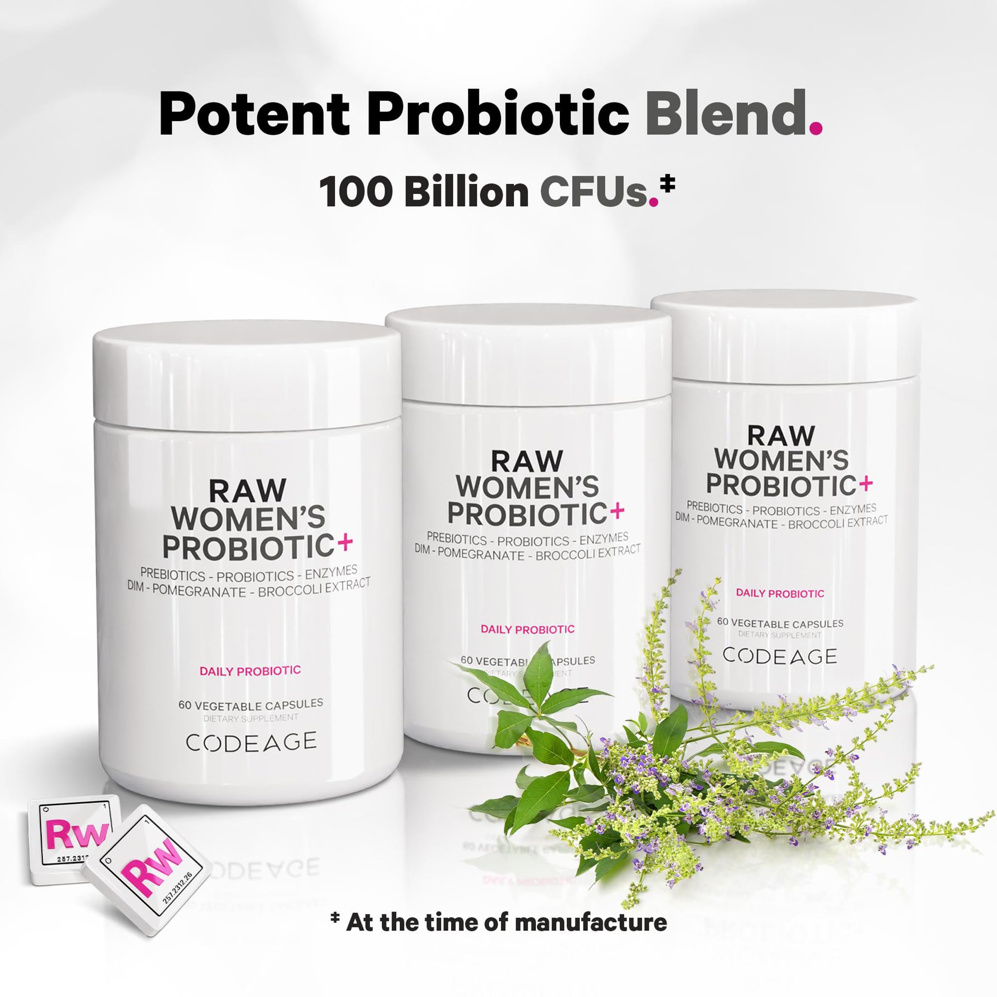 Codeage Raw Women’s Probiotic+ Supplement - 34 Probiotic Strains, 100 Billion CFUs, Digestive Enzymes, Prebiotic Blend, DIM, Herbal Extracts, Phytonutrients - Non-GMO - 30 Capsules Codeage buy supplements canada