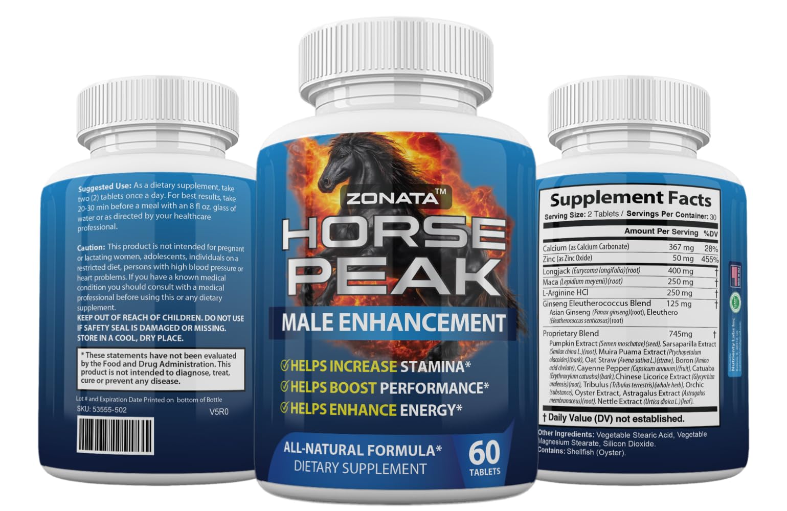 Zonata Horse Peak Dietary Supplements for Men - Horse Peak Supplement Naturally Enhance Performance, Endurance, and Energy Levels* - Horse Peak Pills - 60 Count Zonata buy supplements canada