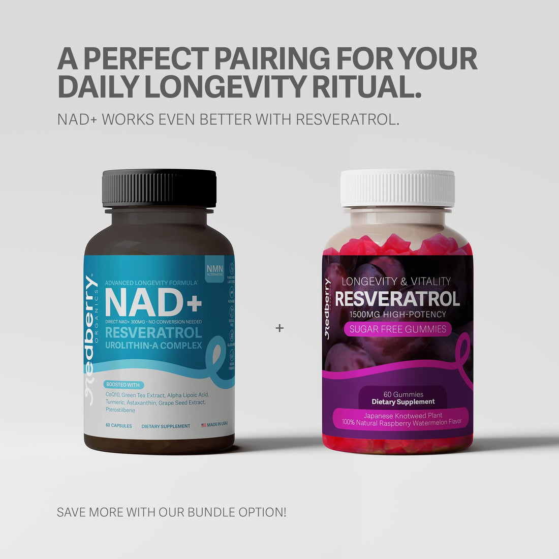 NAD Supplement with Direct NAD+ 300mg (NAD Plus) | Advanced Longevity Complex with Urolithin A & Resveratrol | NMN Alternative | 60 Capsules | Non-GMO, Gluten Free | Made in USA Redberry Organics buy supplements canada