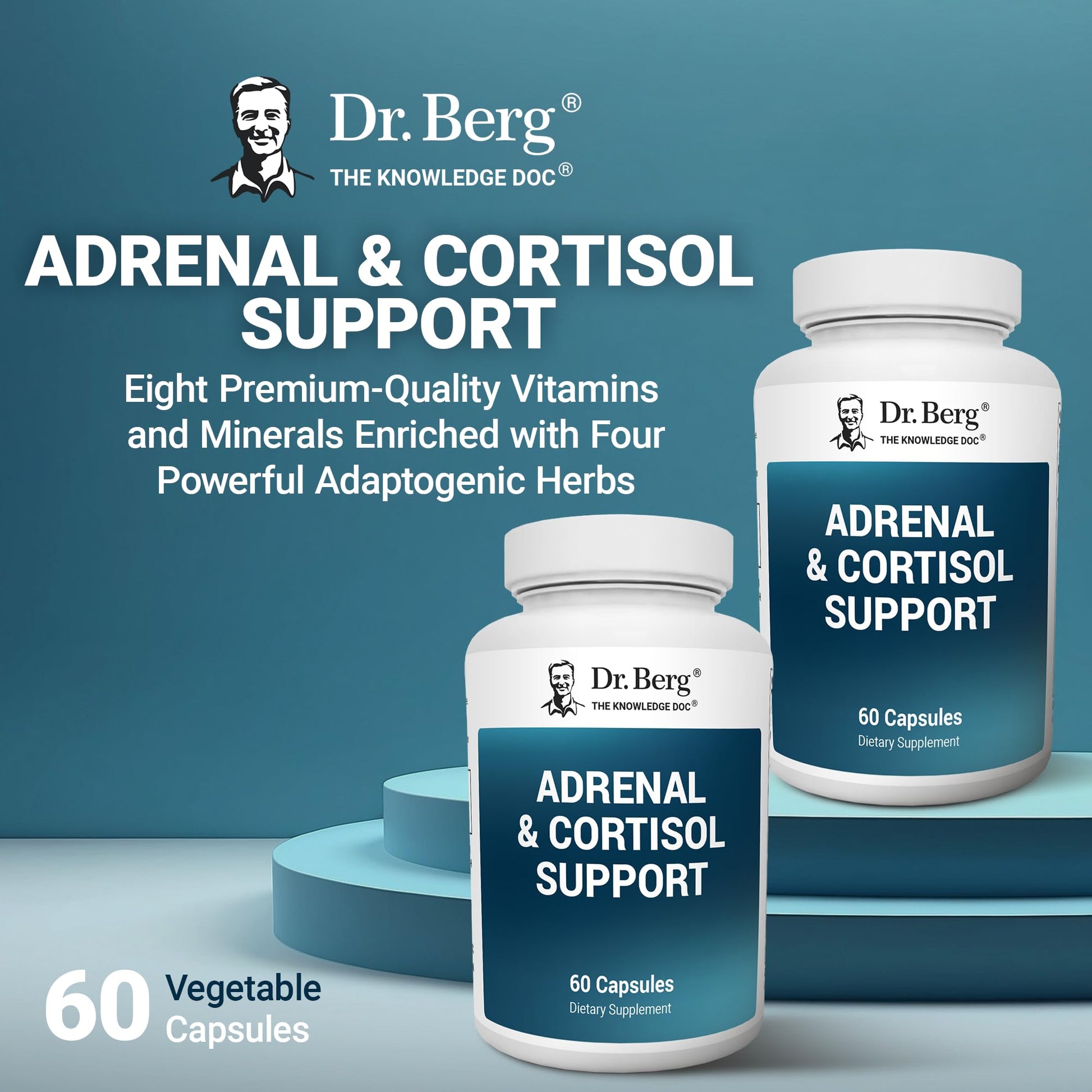 Dr. Berg Adrenal & Cortisol Capsules - Adrenal Supplement & Cortisol Manager - Mood, Focus, Relaxation and Stress Support - Adrenal Supplements with Ashwagandha Extracts - 60 Capsules Dr. Berg Nutritionals buy supplements canada