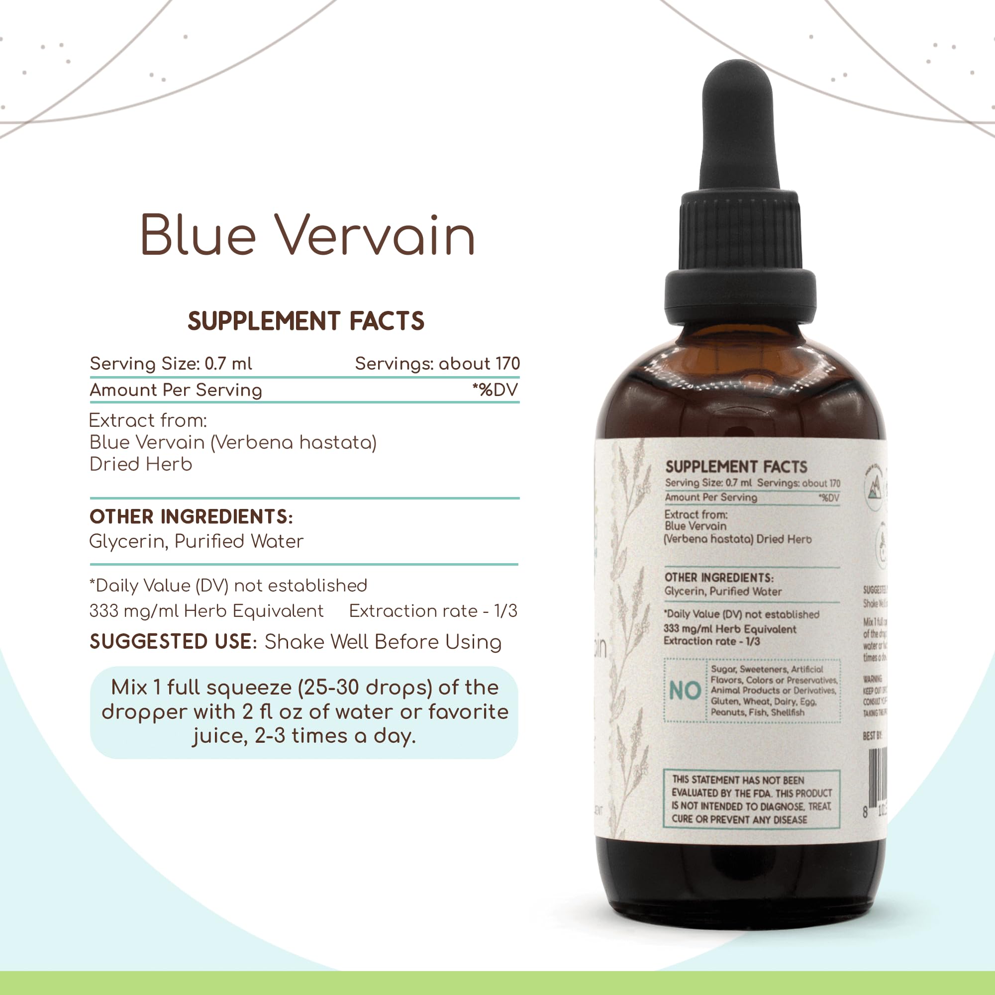Blue Vervain B120 Alcohol-Free Herbal Extract Tincture, Concentrated Liquid Drops Natural Blue Vervain HerbEra buy supplements canada