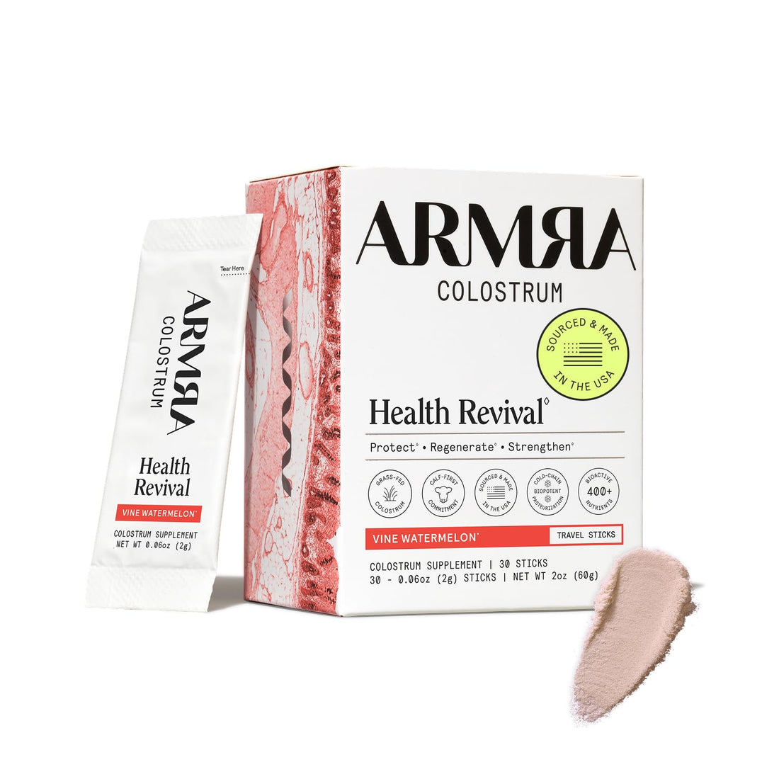 ARMRA Colostrum Powder | Vine Watermelon | Gut Health & Bloating | Skin & Hair | Immunity | Keto, Gluten & Fat-Free | 30 Servings ARMRA buy supplements canada