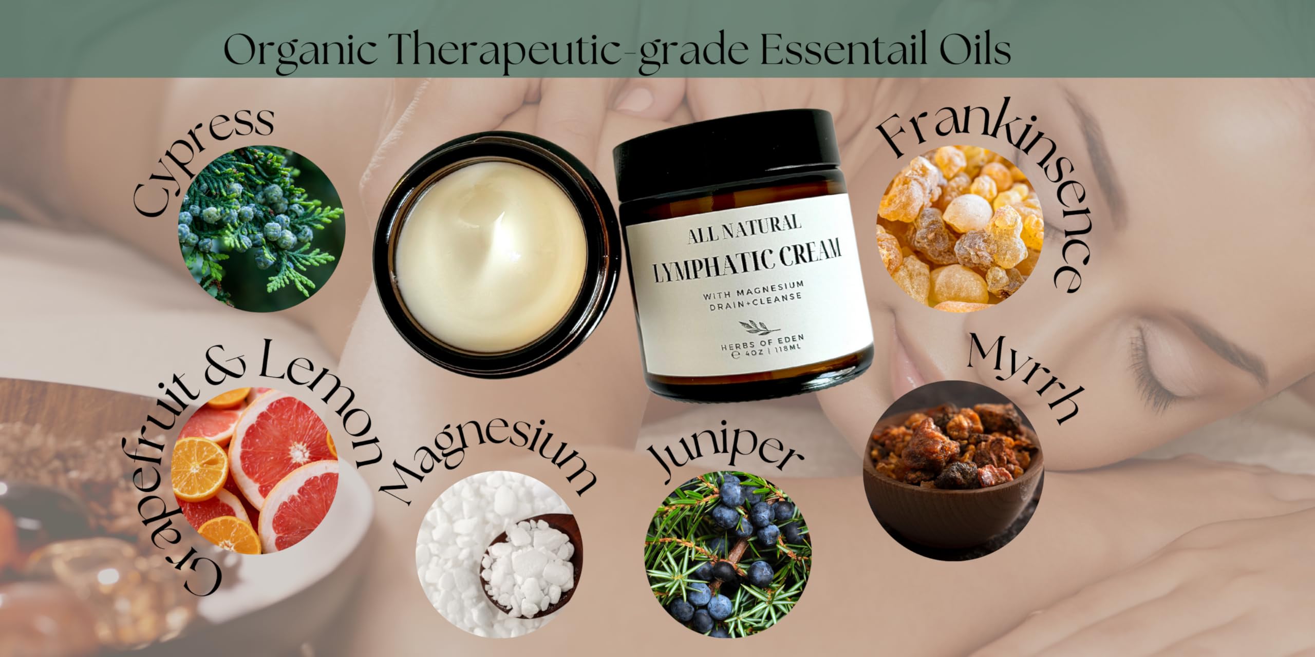 Organic Lymphatic Massage Cream with Magnesium – Natural Topical Cream | Stimulate Lymph Fluid | Family Owned, Made in USA Herbs of Eden buy supplements canada