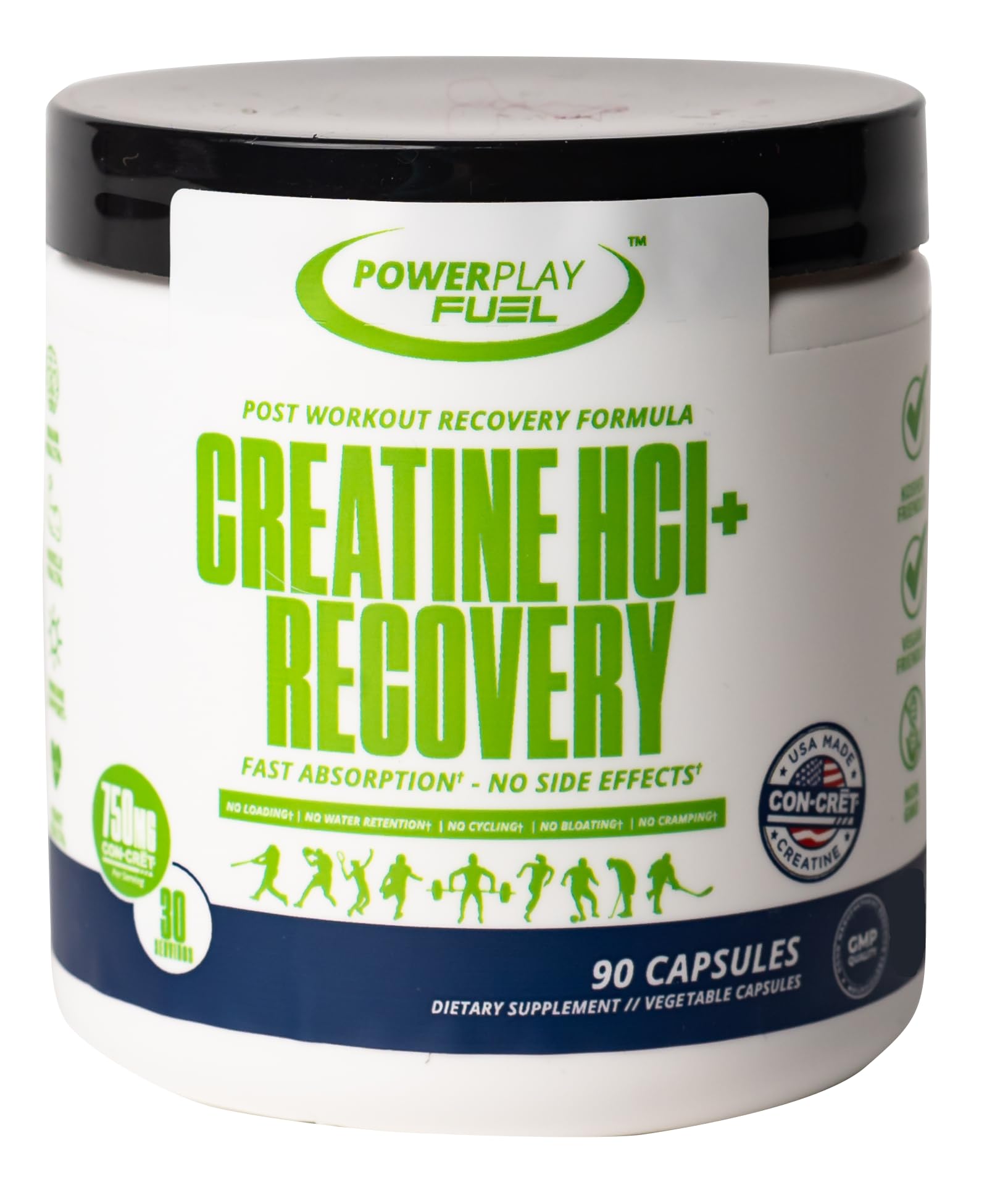 CREATINE HCl + Recovery Capsules for Men and Women, Muscle & Brain Health, Cognitive Function, Immune Support - 90 Vegetable Capsules POWER PLAY FUEL buy supplements canada