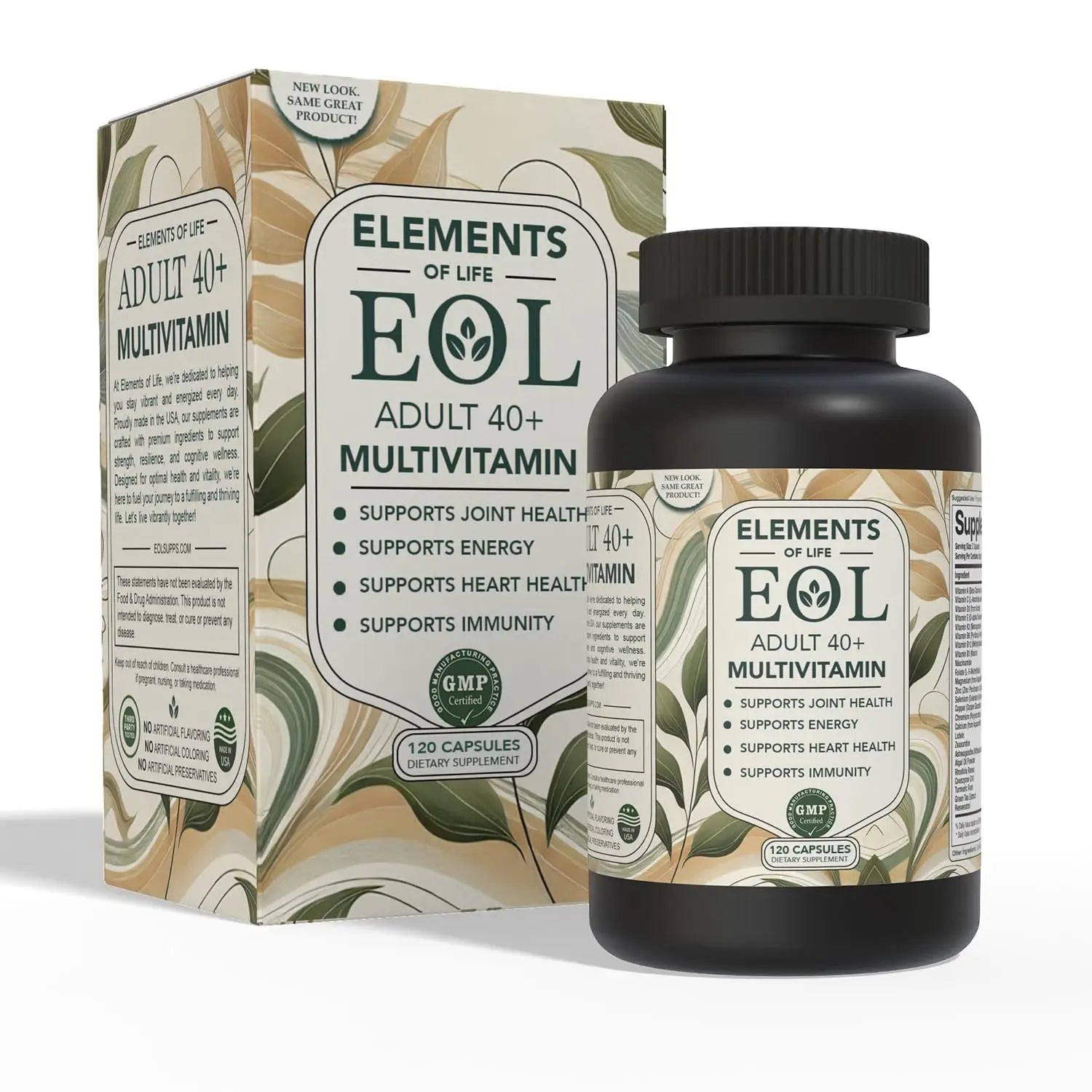 40 Plus Multivitamin for Women & Men with Vitamin A, D, B6, B12, E, Zinc, Magnesium, Calcium - Vegan, Gluten Free Elements of LIfe buy supplements canada