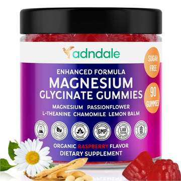 Adndale 90CT Magnesium Glycinate Gummies. Sugar Free Chews for Adults & Kids. Raspberry Flavour Adndale buy supplements canada